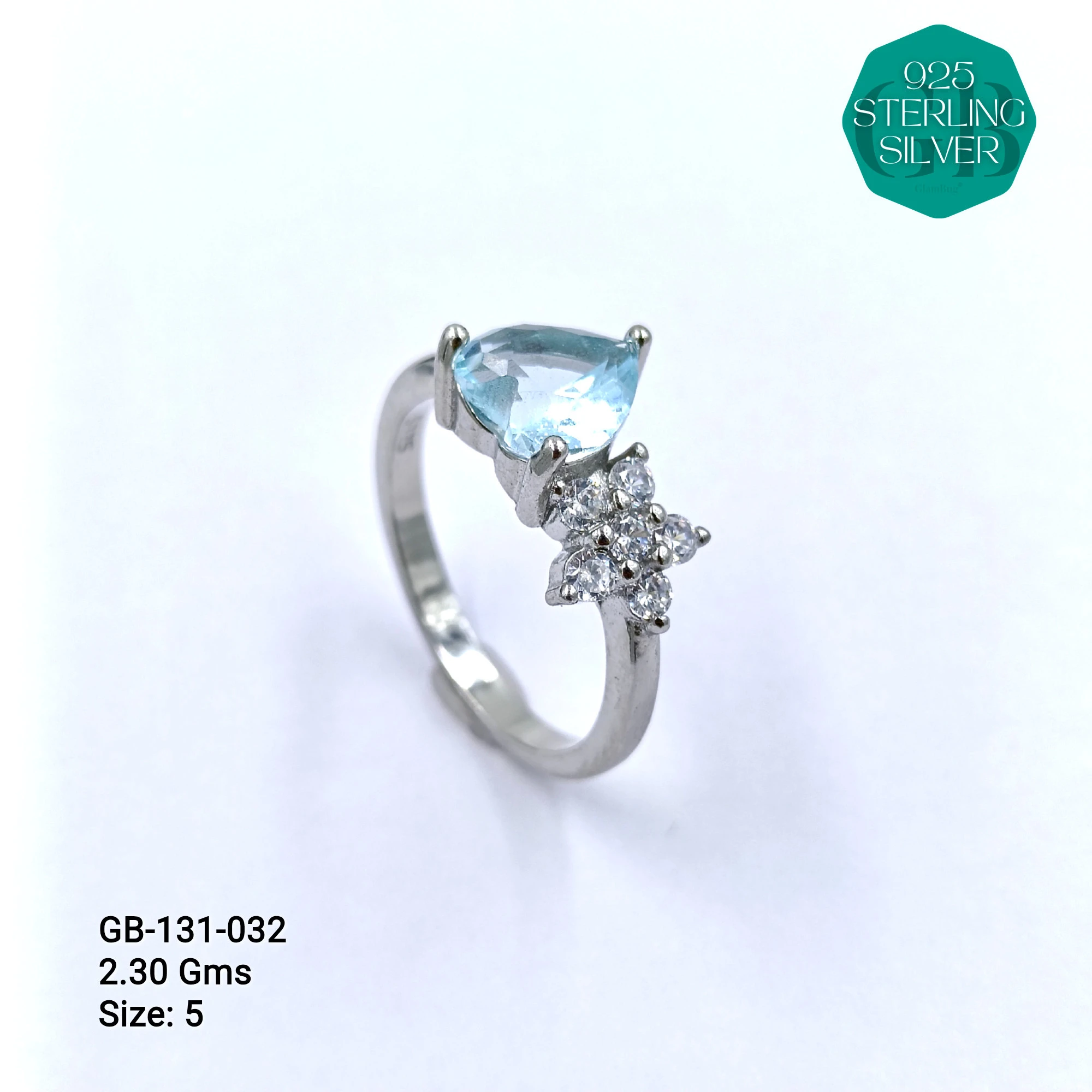 SIDE CZ RINGS - Premium 925 Silver Jewellery - SKU: GB-131-032 - Hyderabad Silver Importers
