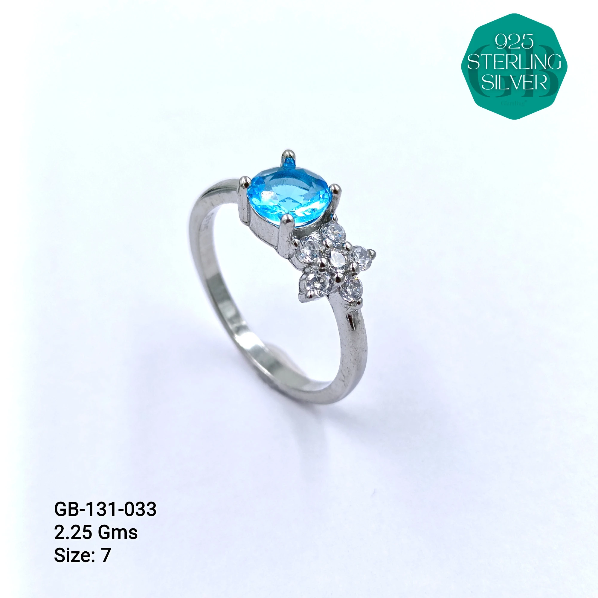 SIDE CZ RINGS - Premium 925 Silver Jewellery - SKU: GB-131-033 - Hyderabad Silver Importers