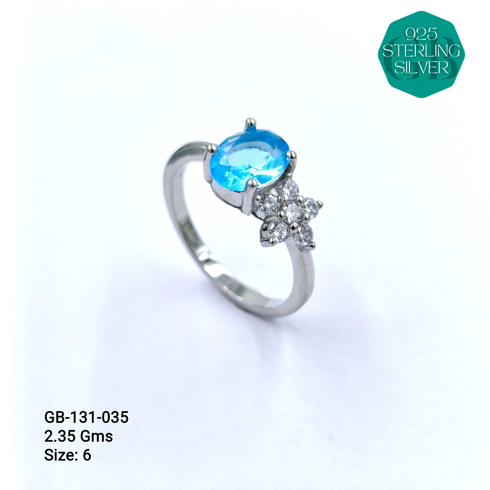 SIDE CZ RINGS - Premium 925 Silver Jewellery - SKU: GB-131-035 - Hyderabad Silver Importers