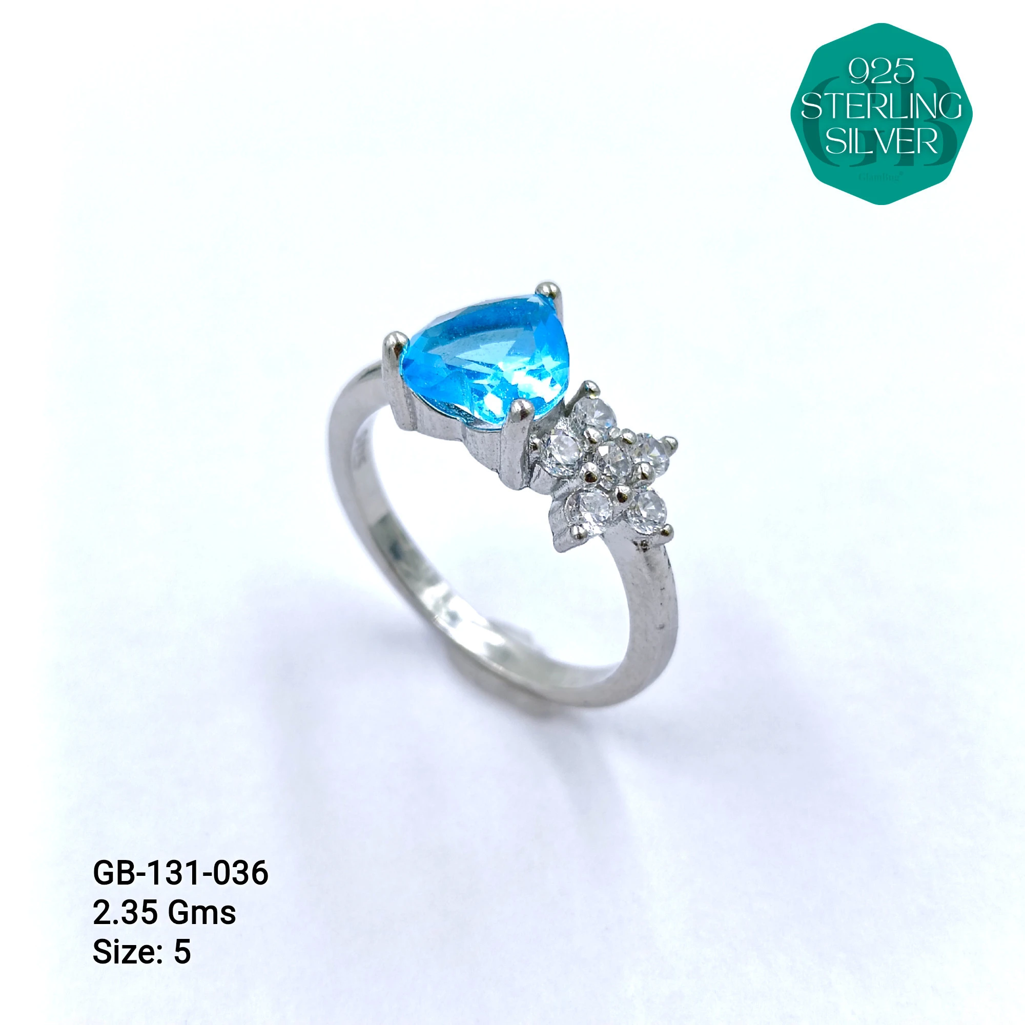 SIDE CZ RINGS - Premium 925 Silver Jewellery - SKU: GB-131-036 - Hyderabad Silver Importers