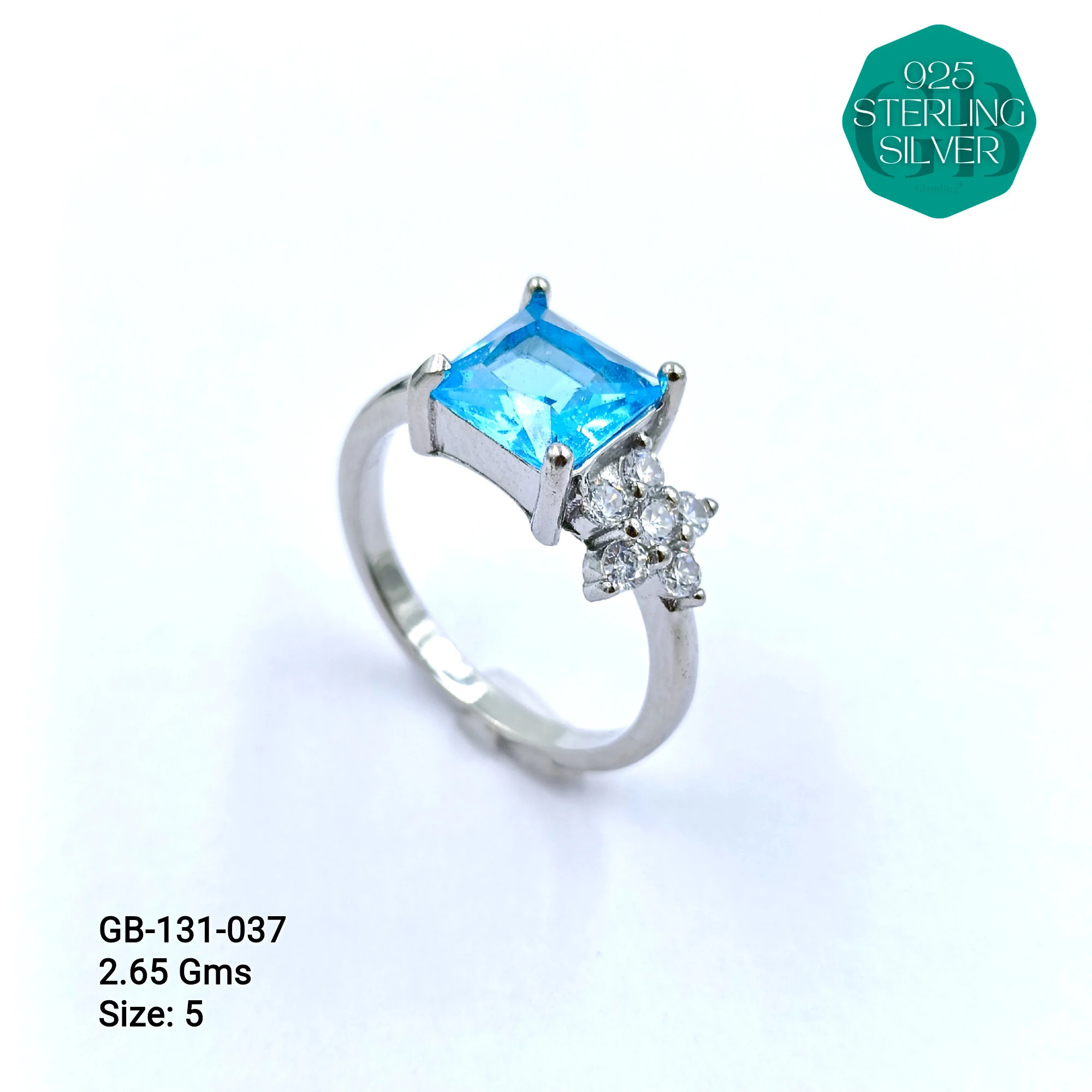 SIDE CZ RINGS - Premium 925 Silver Jewellery - SKU: GB-131-037 - Hyderabad Silver Importers