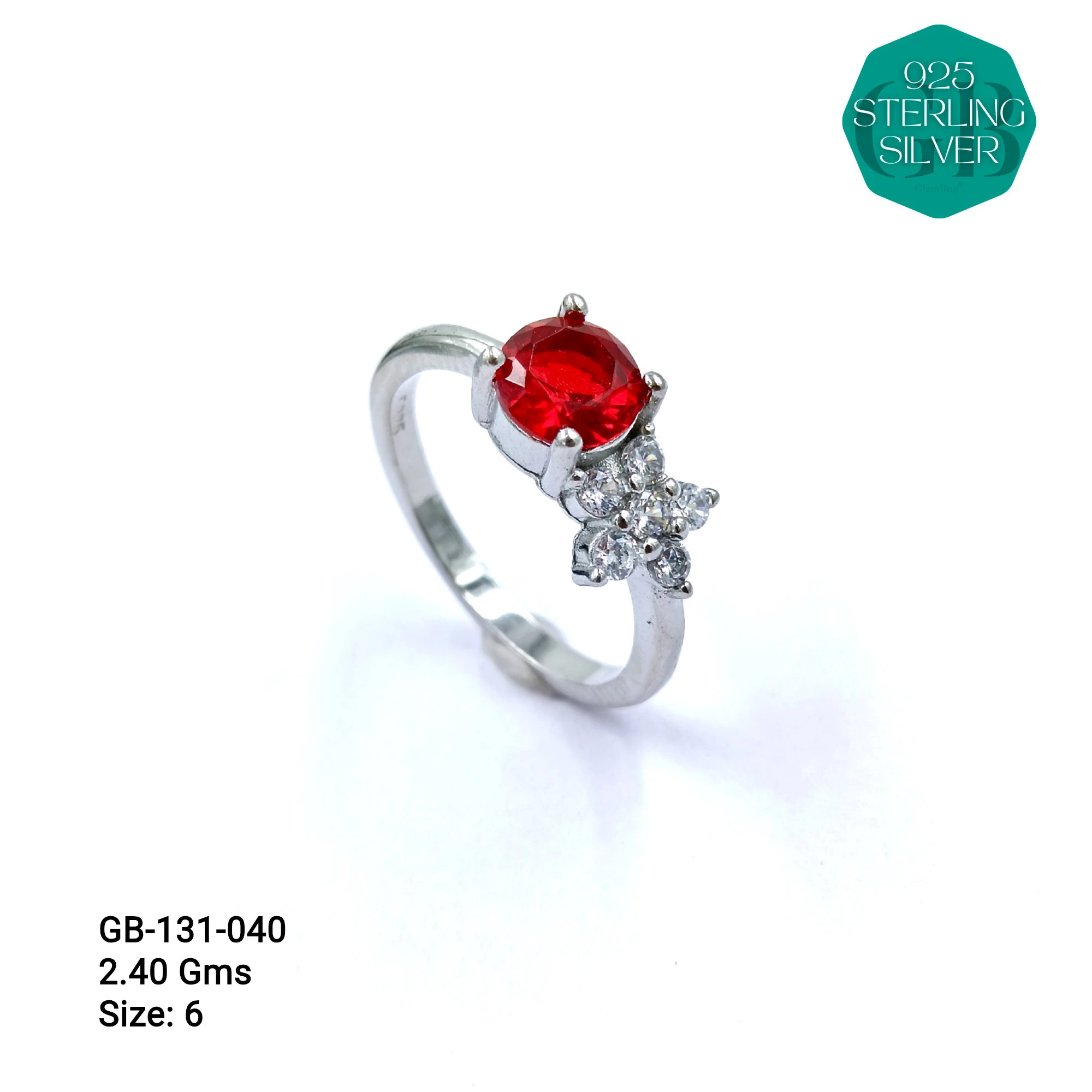 SIDE CZ RINGS - Premium 925 Silver Jewellery - SKU: GB-131-040 - Hyderabad Silver Importers