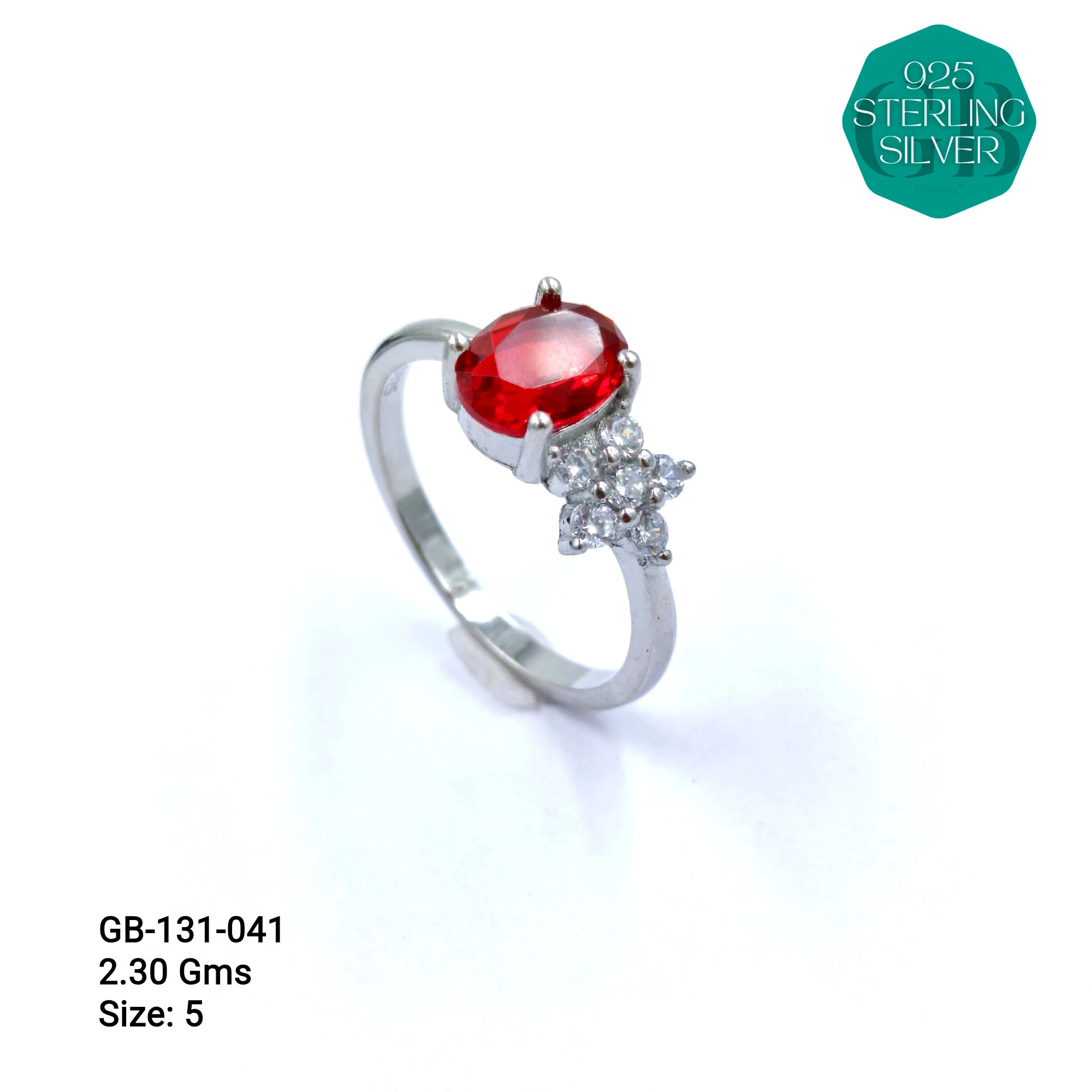 SIDE CZ RINGS - Premium 925 Silver Jewellery - SKU: GB-131-041 - Hyderabad Silver Importers