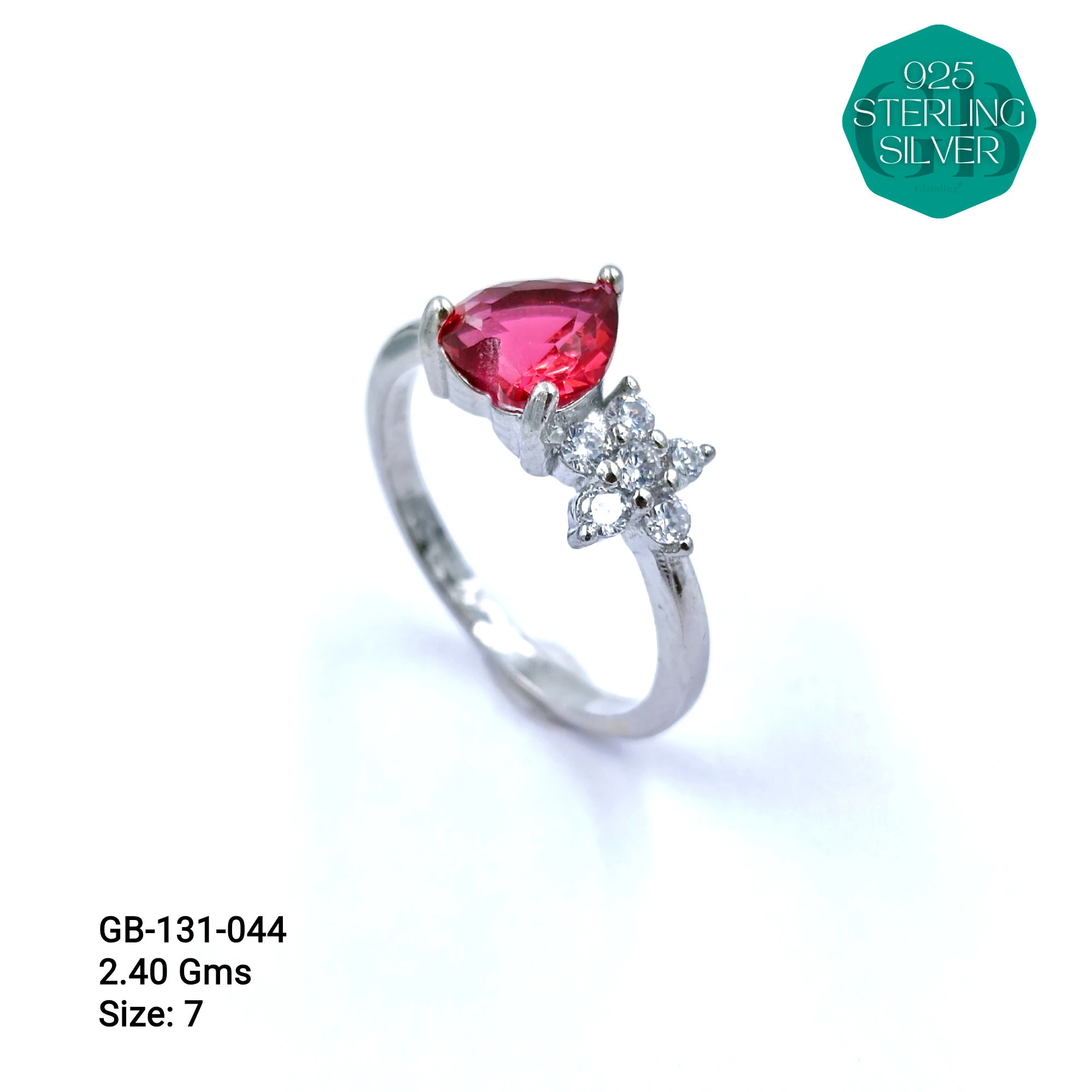 SIDE CZ RINGS - Premium 925 Silver Jewellery - SKU: GB-131-044 - Hyderabad Silver Importers