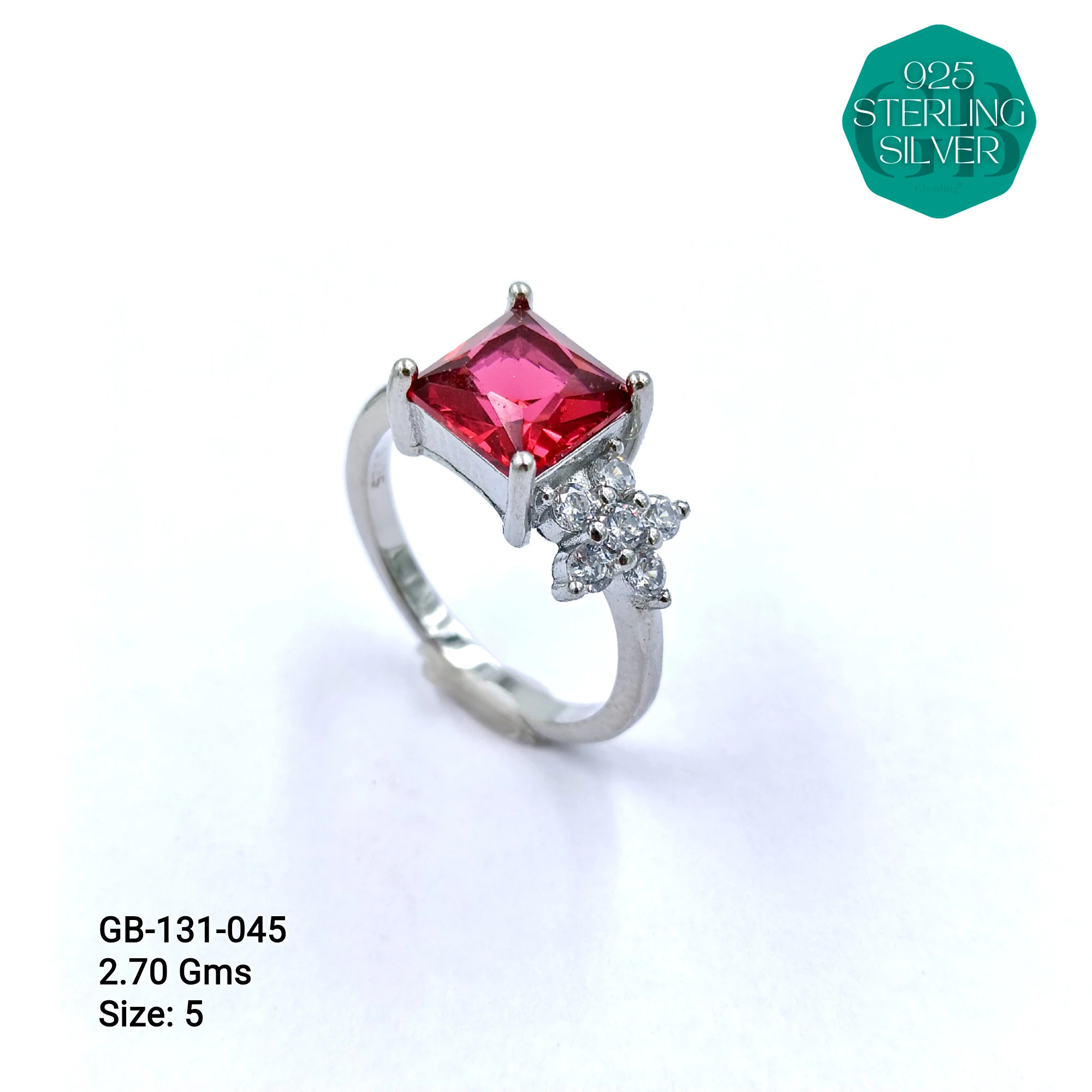 SIDE CZ RINGS - Premium 925 Silver Jewellery - SKU: GB-131-045 - Hyderabad Silver Importers