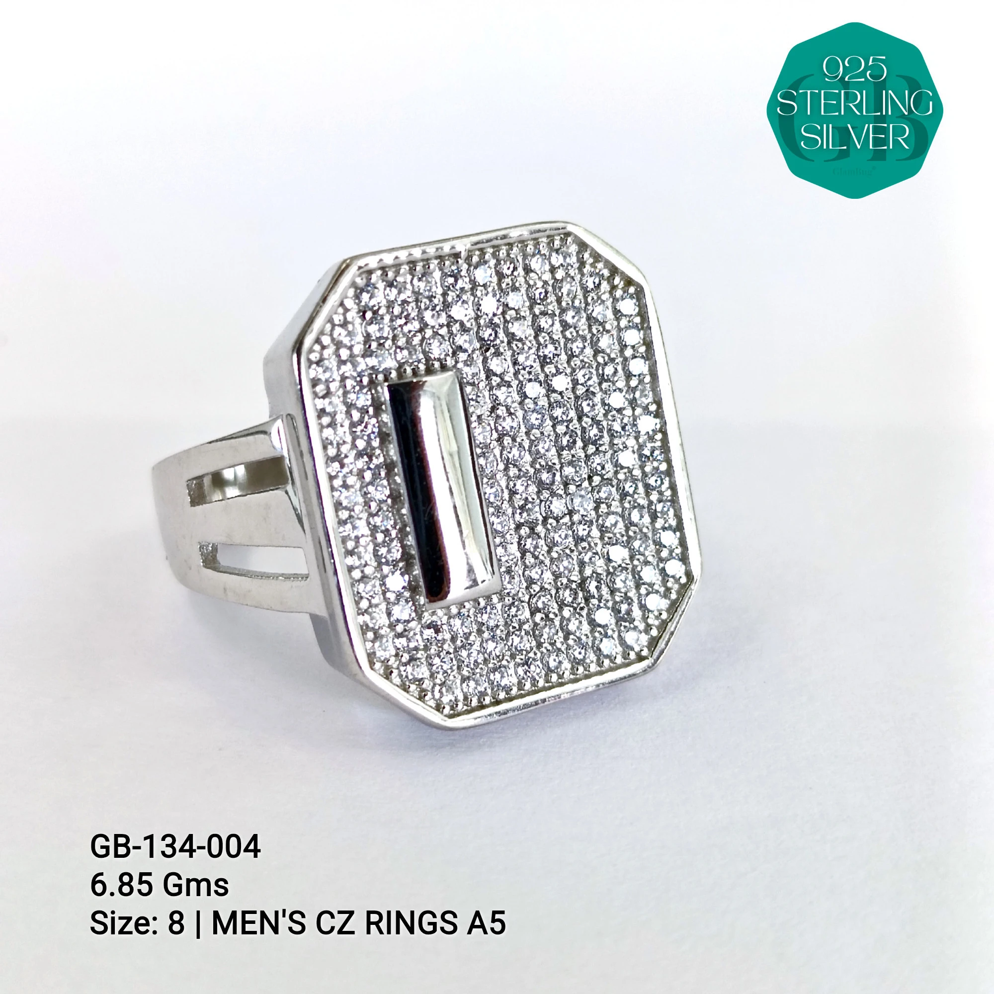 MEN'S CZ RINGS A5 - Premium 925 Silver Jewellery - SKU: GB-134-004 - Hyderabad Silver Importers