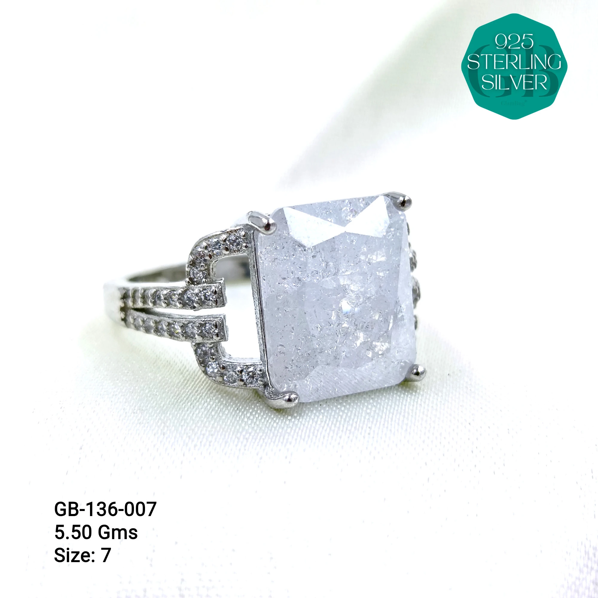 ICE CRUSH RINGS - Premium 925 Silver Jewellery - SKU: GB-136-007 - Hyderabad Silver Importers