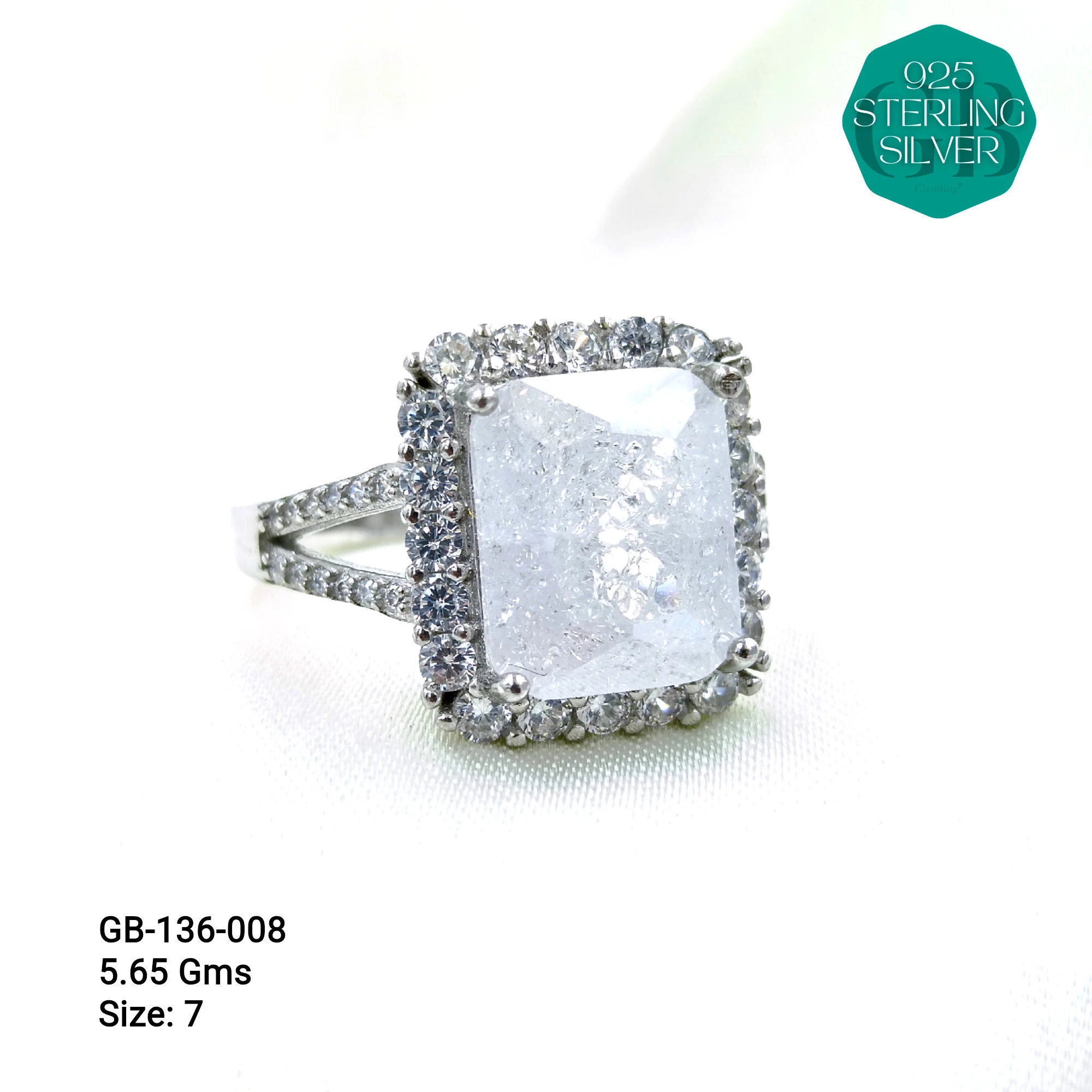 ICE CRUSH RINGS - Premium 925 Silver Jewellery - SKU: GB-136-008 - Hyderabad Silver Importers