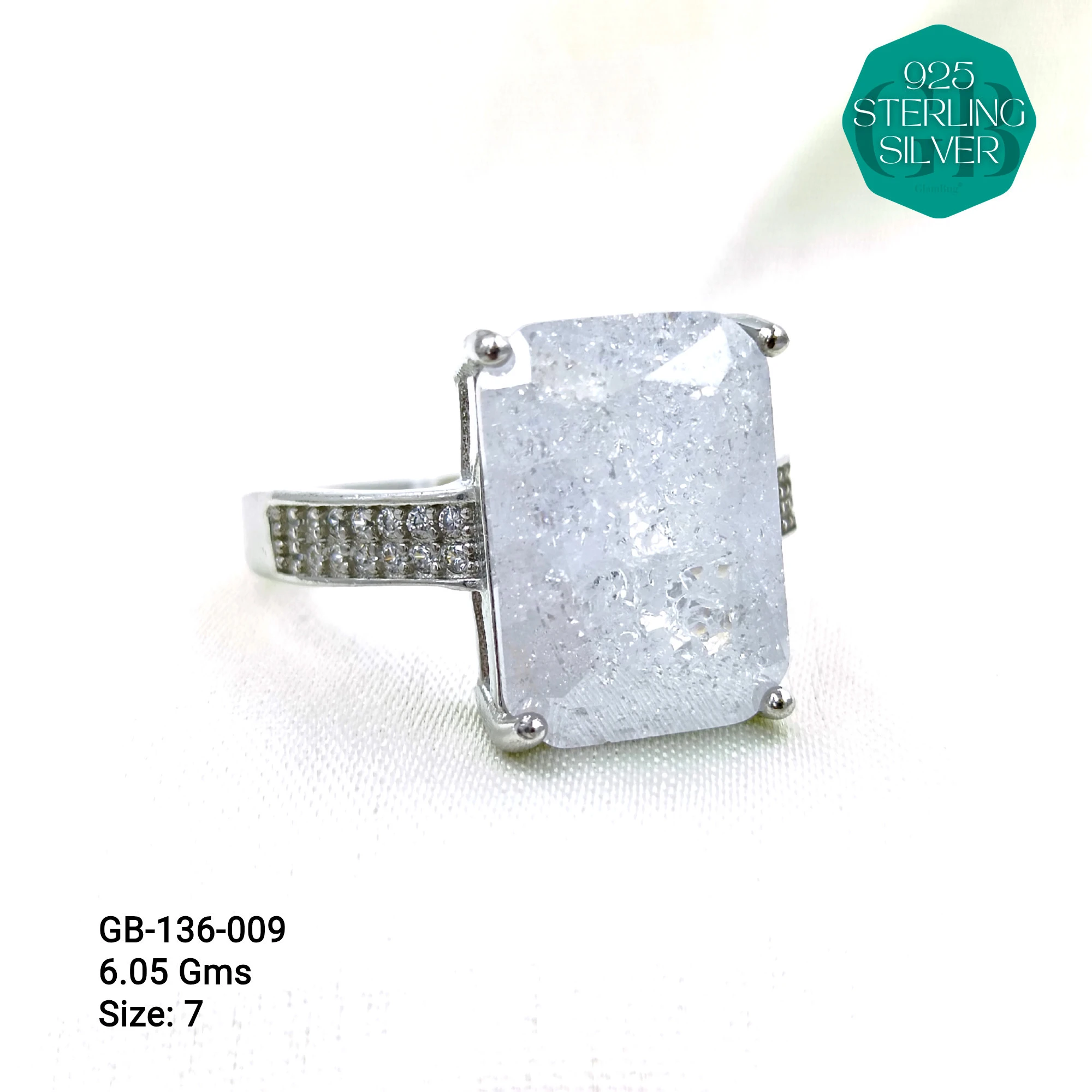 ICE CRUSH RINGS - Premium 925 Silver Jewellery - SKU: GB-136-009 - Hyderabad Silver Importers