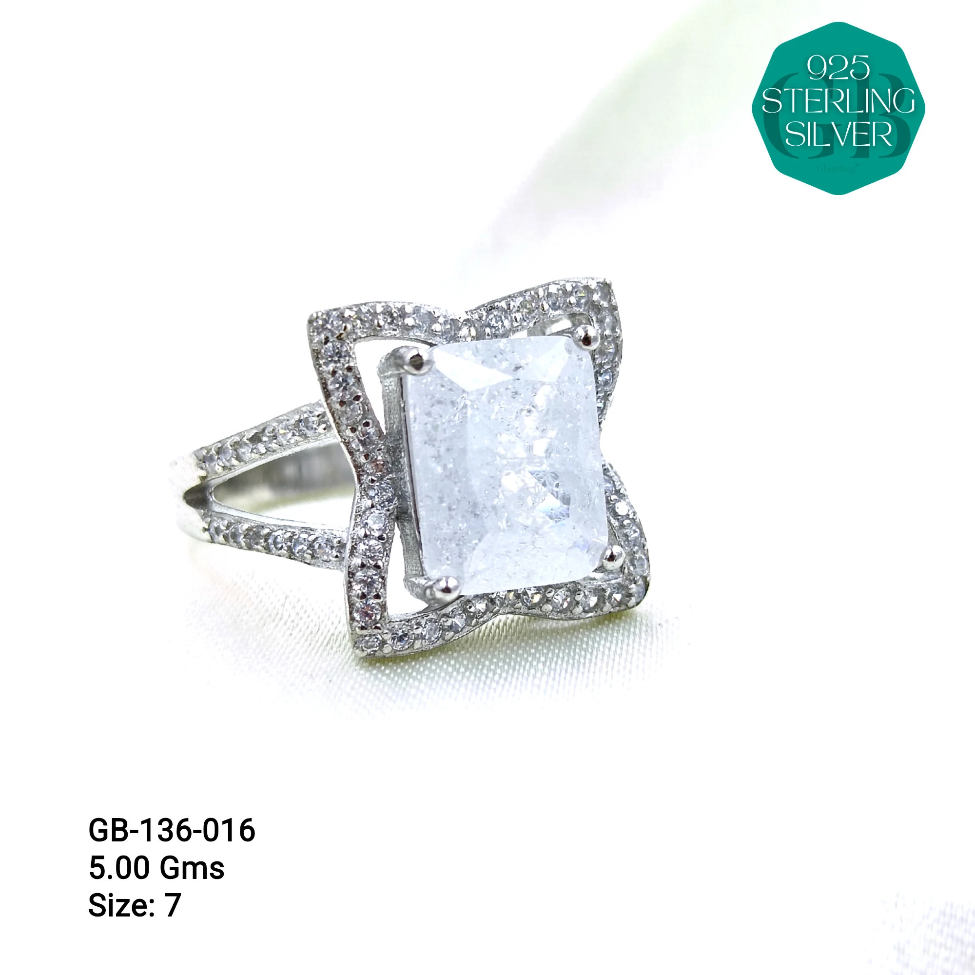 ICE CRUSH RINGS - Premium 925 Silver Jewellery - SKU: GB-136-016 - Hyderabad Silver Importers