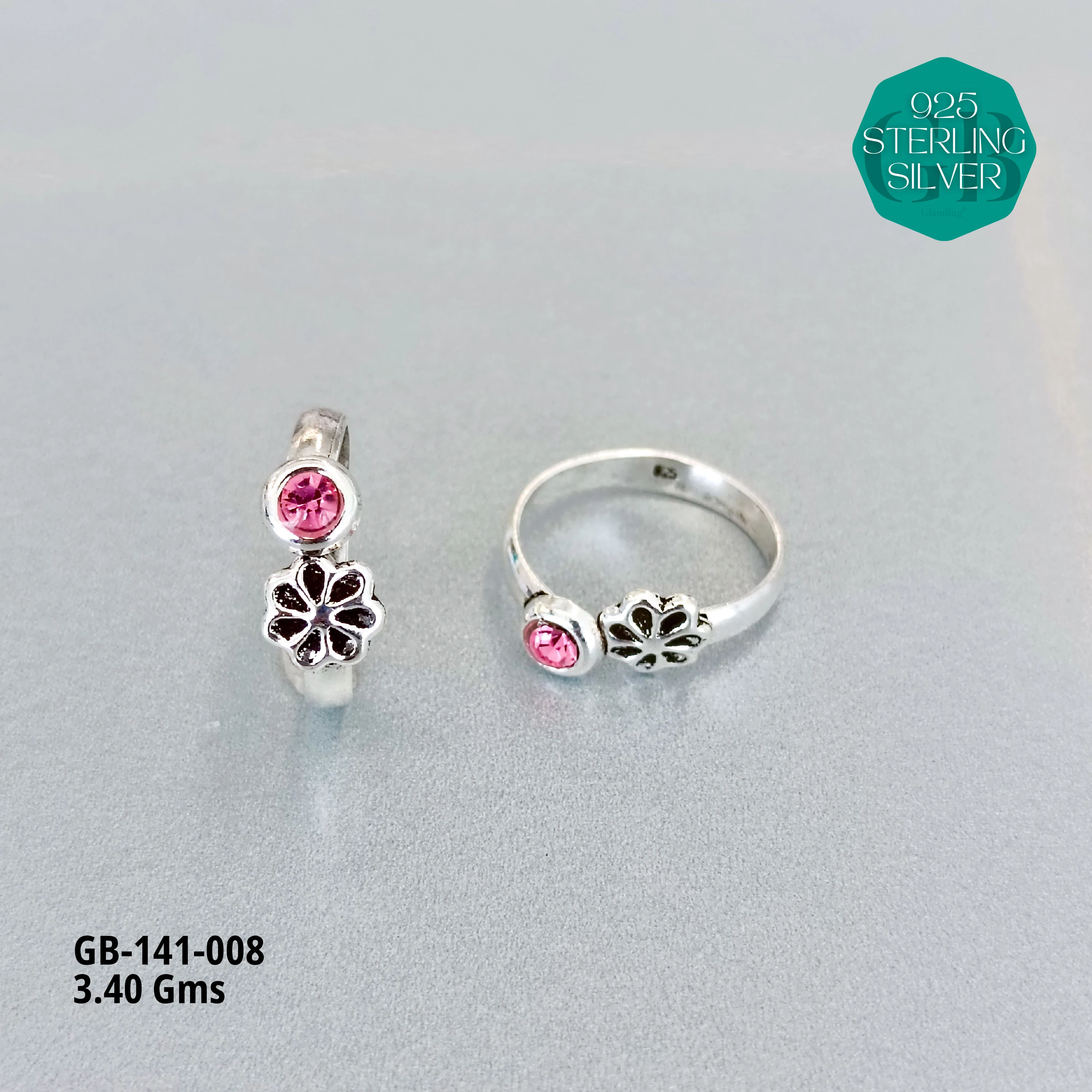 SWAROVSKI STONE TOE RINGS - Premium 925 Silver Jewellery - SKU: GB-141-008 - Hyderabad Silver Importers