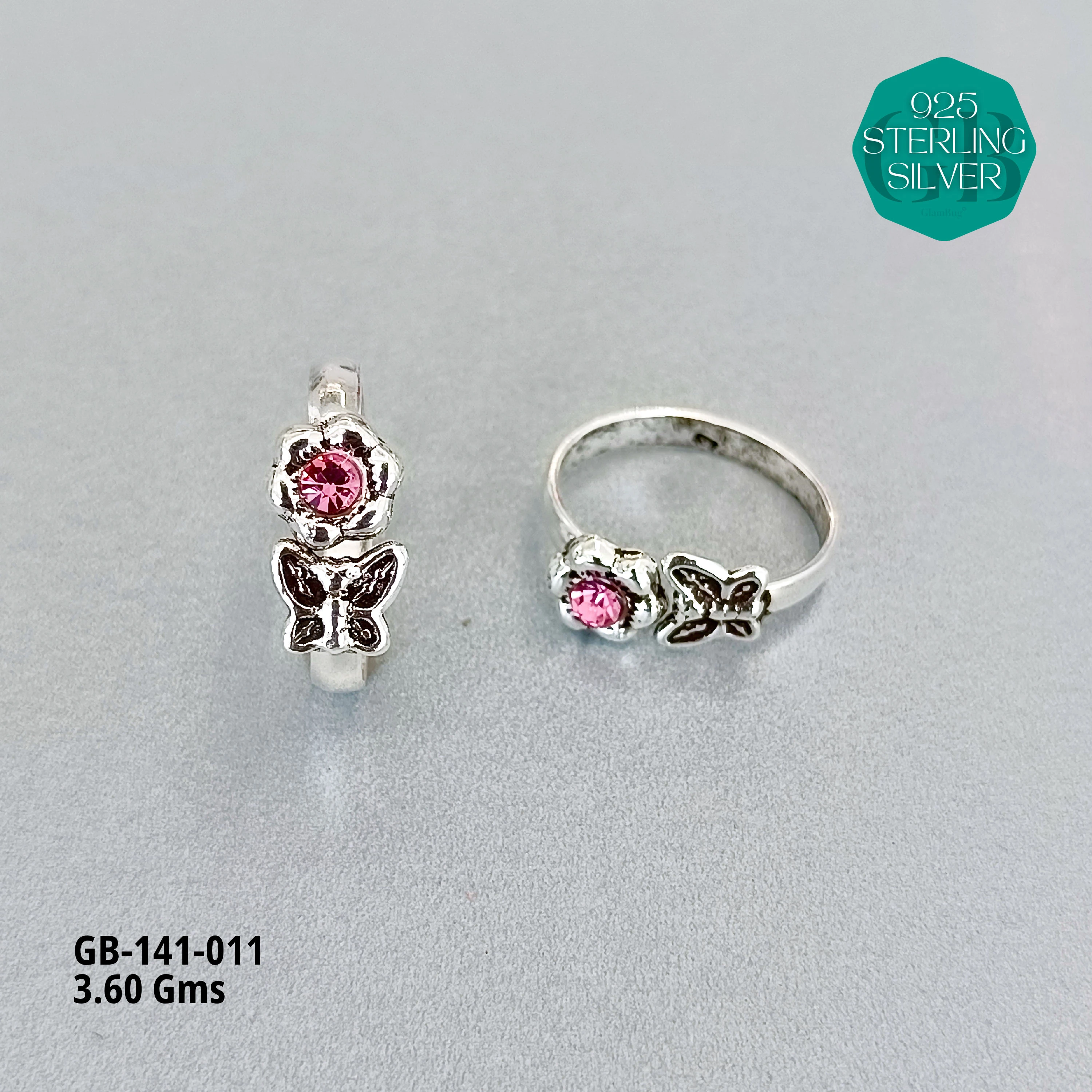 SWAROVSKI STONE TOE RINGS - Premium 925 Silver Jewellery - SKU: GB-141-011 - Hyderabad Silver Importers