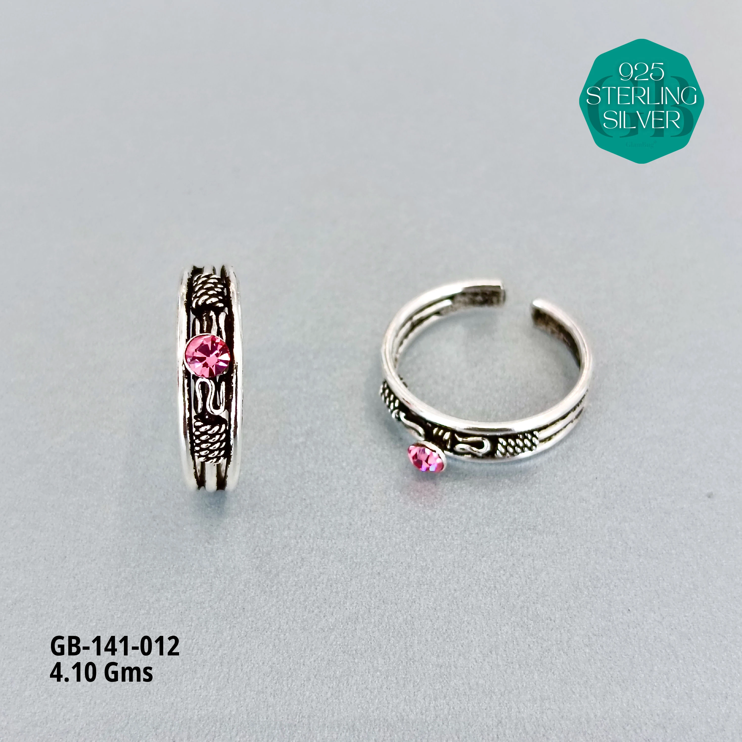 SWAROVSKI STONE TOE RINGS - Premium 925 Silver Jewellery - SKU: GB-141-012 - Hyderabad Silver Importers