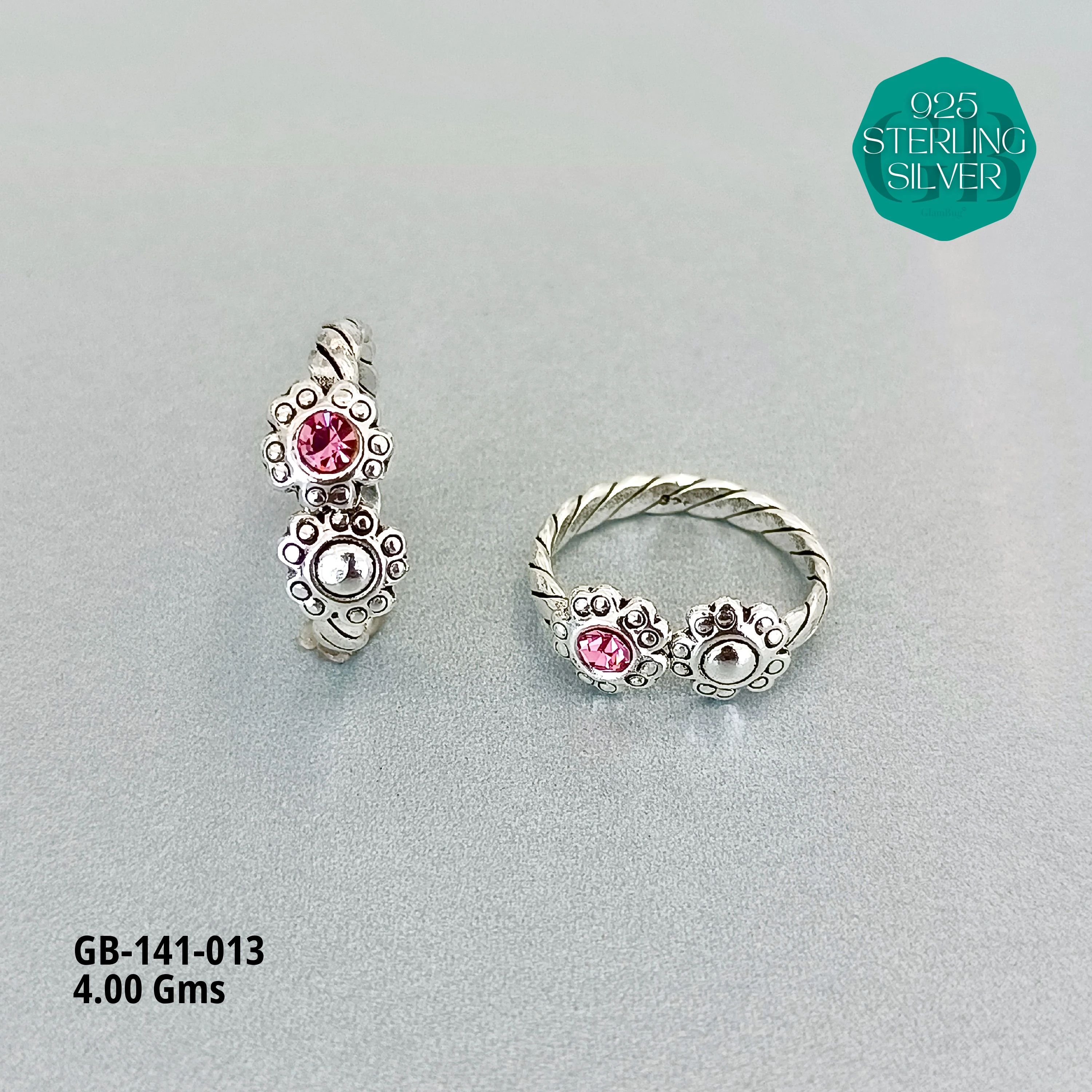 SWAROVSKI STONE TOE RINGS - Premium 925 Silver Jewellery - SKU: GB-141-013 - Hyderabad Silver Importers