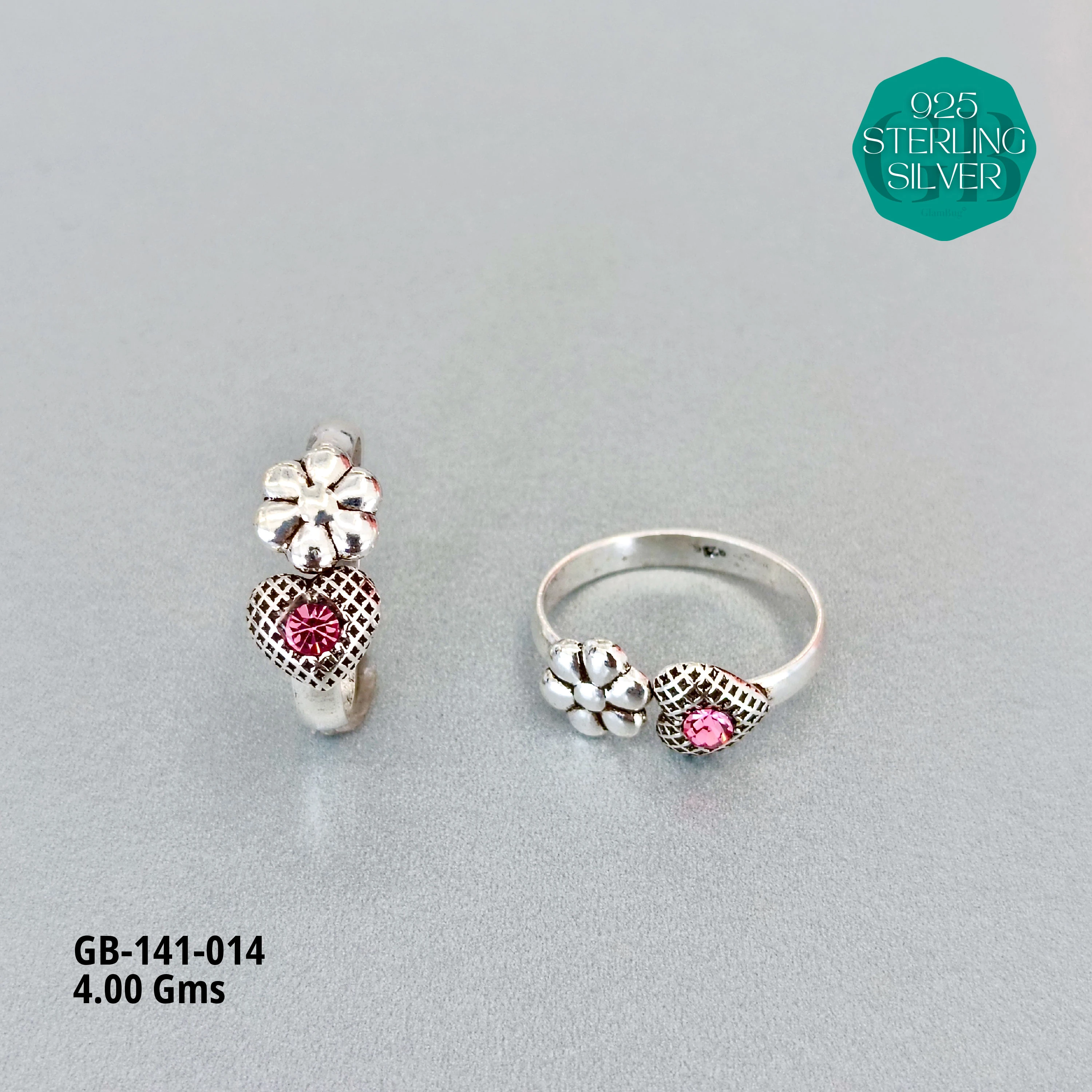 SWAROVSKI STONE TOE RINGS - Premium 925 Silver Jewellery - SKU: GB-141-014 - Hyderabad Silver Importers