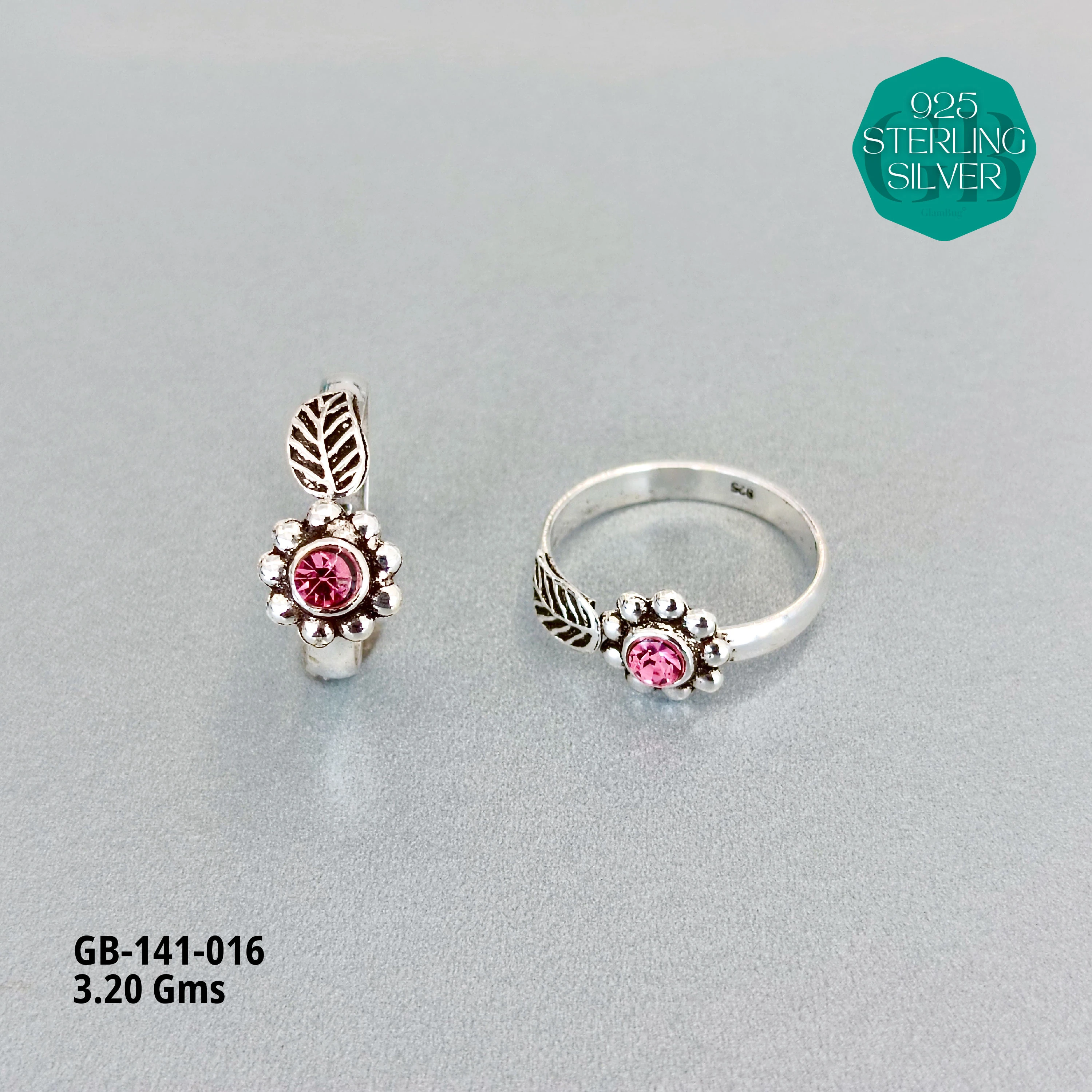 SWAROVSKI STONE TOE RINGS - Premium 925 Silver Jewellery - SKU: GB-141-016 - Hyderabad Silver Importers