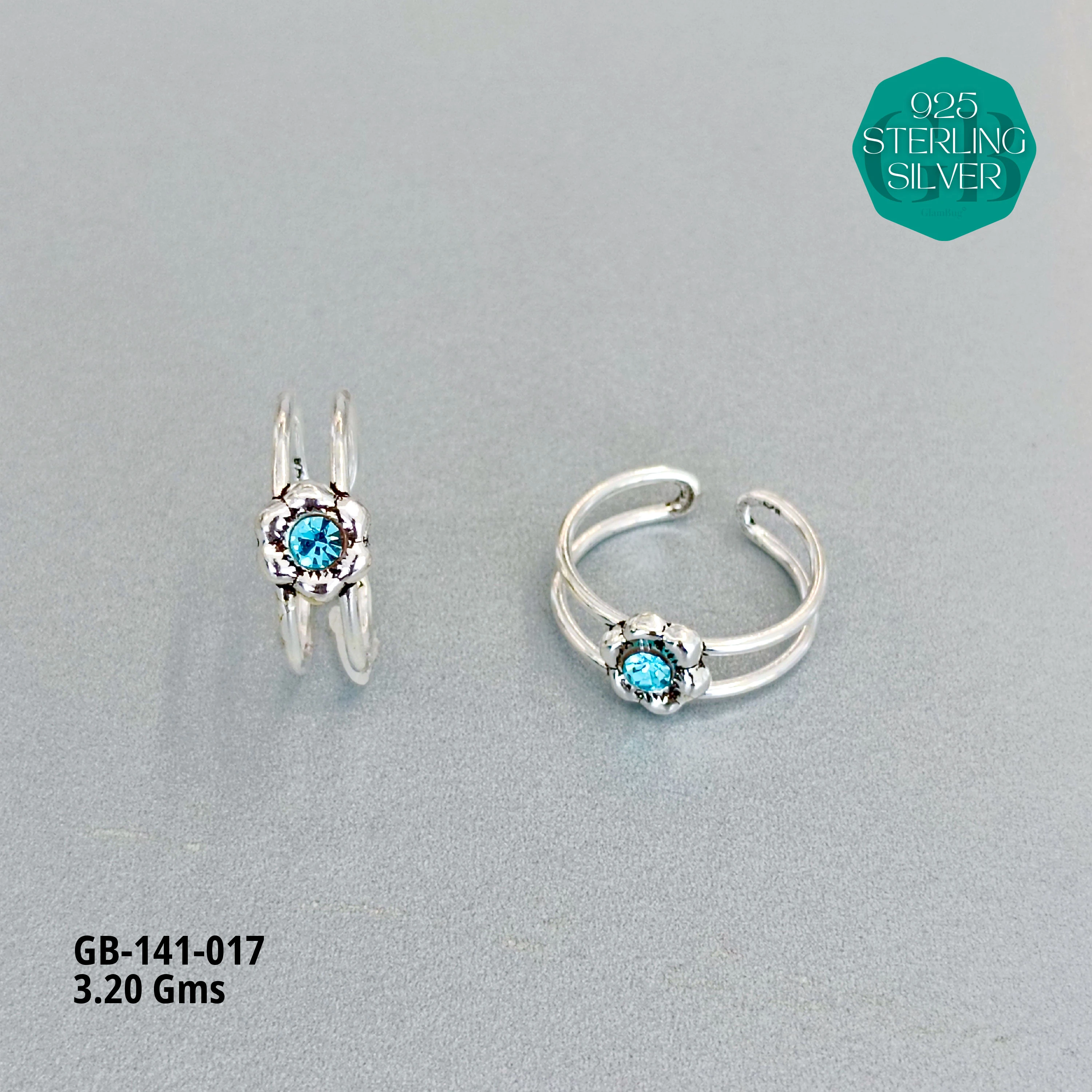 SWAROVSKI STONE TOE RINGS - Premium 925 Silver Jewellery - SKU: GB-141-017 - Hyderabad Silver Importers