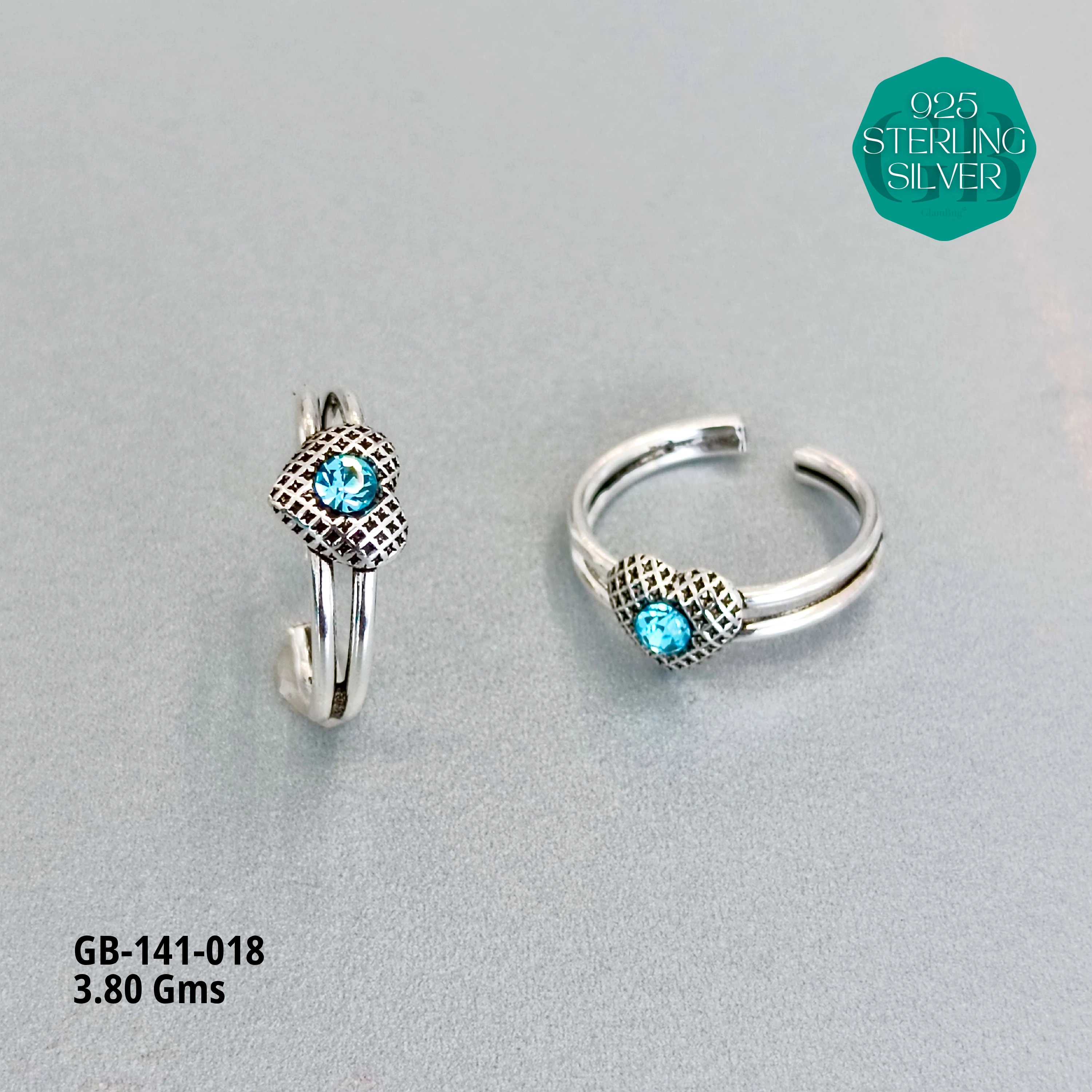 SWAROVSKI STONE TOE RINGS - Premium 925 Silver Jewellery - SKU: GB-141-018 - Hyderabad Silver Importers