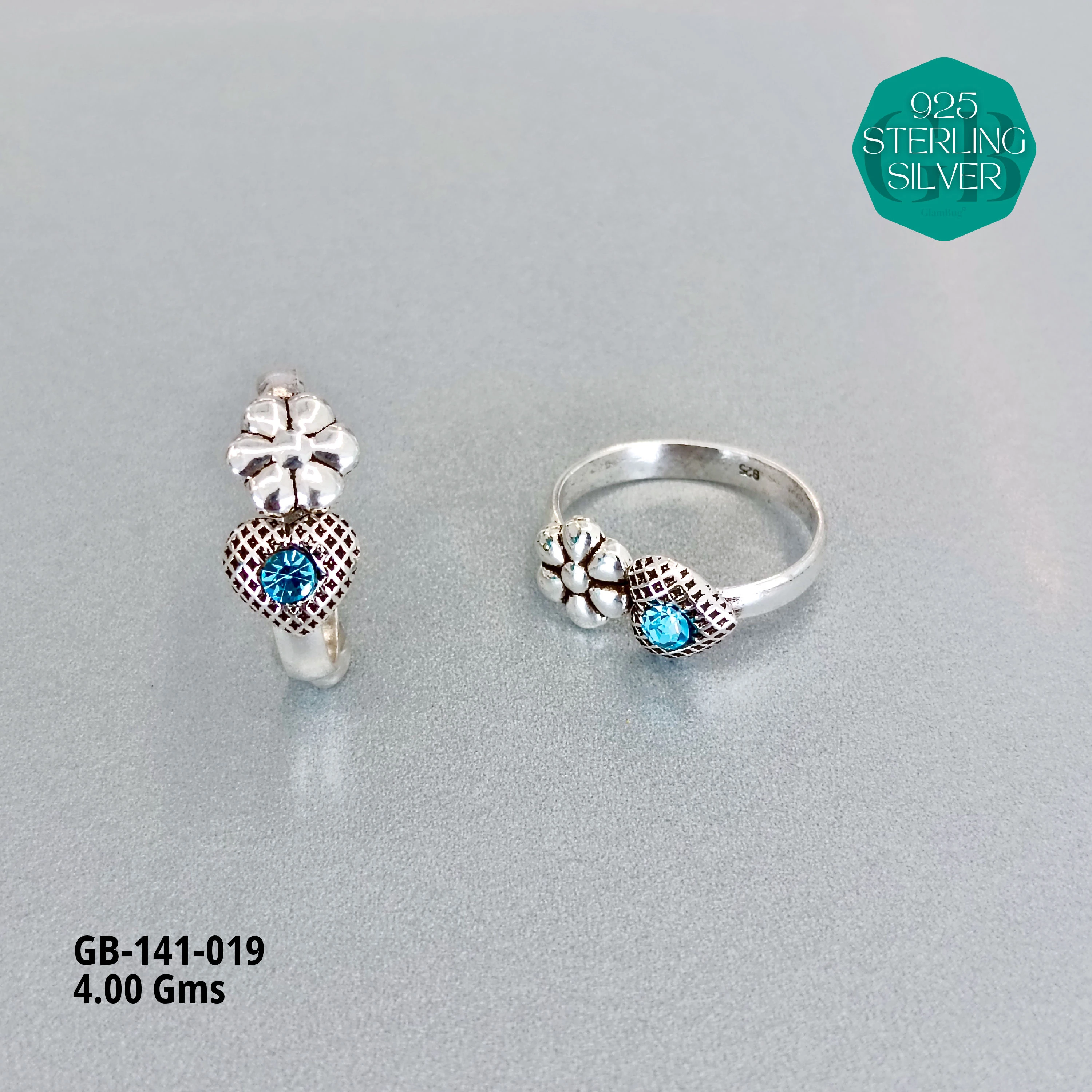 SWAROVSKI STONE TOE RINGS - Premium 925 Silver Jewellery - SKU: GB-141-019 - Hyderabad Silver Importers