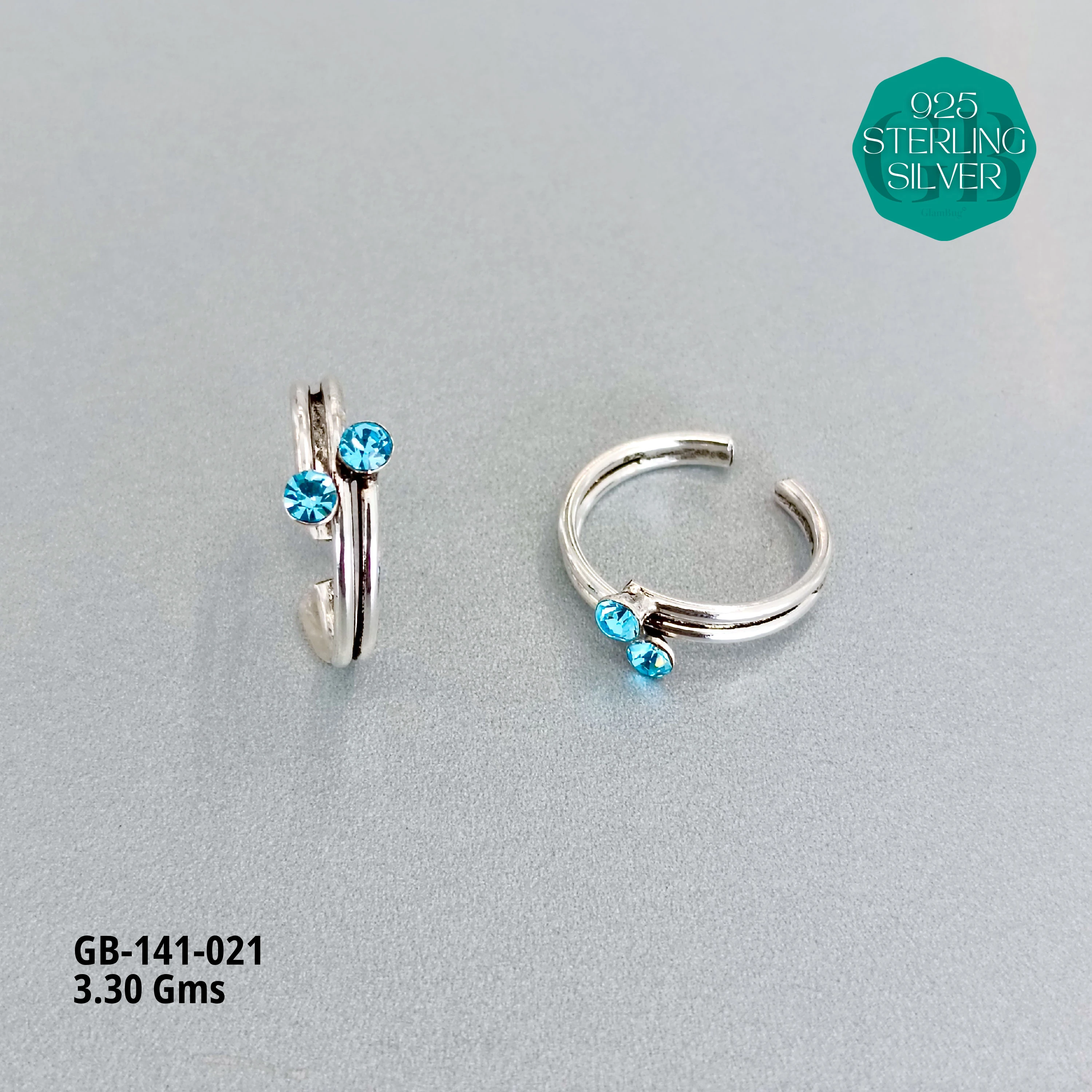 SWAROVSKI STONE TOE RINGS - Premium 925 Silver Jewellery - SKU: GB-141-021 - Hyderabad Silver Importers