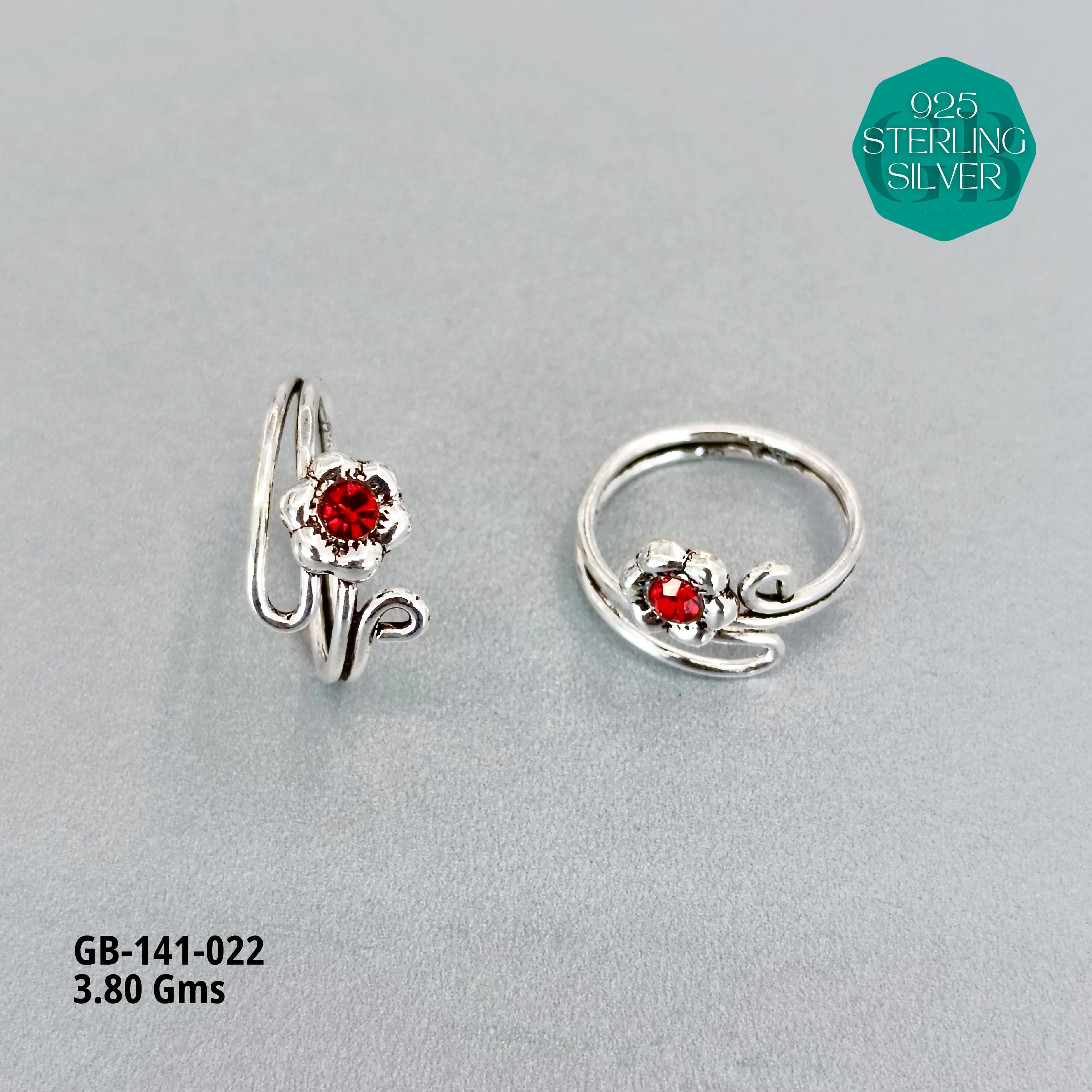 SWAROVSKI STONE TOE RINGS - Premium 925 Silver Jewellery - SKU: GB-141-022 - Hyderabad Silver Importers