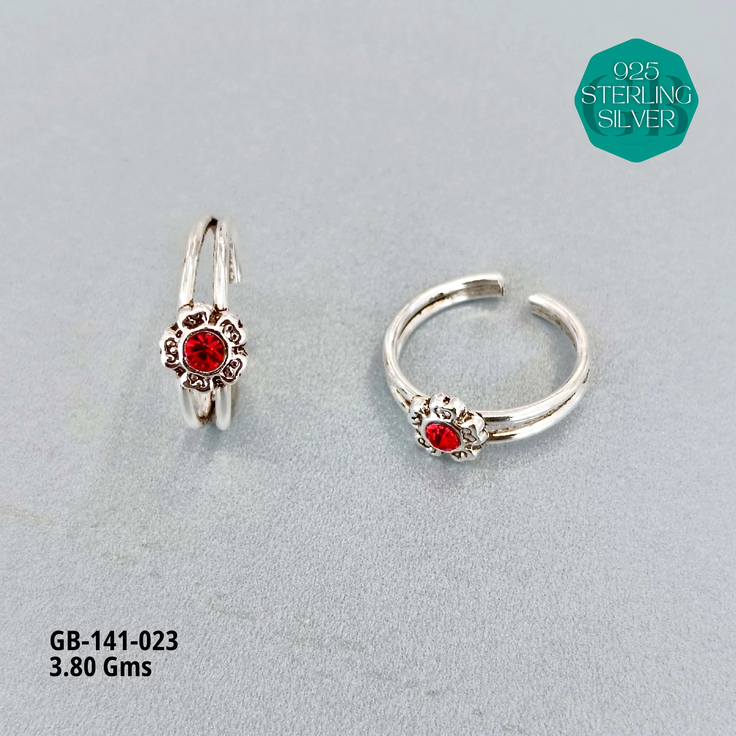 SWAROVSKI STONE TOE RINGS - Premium 925 Silver Jewellery - SKU: GB-141-023 - Hyderabad Silver Importers