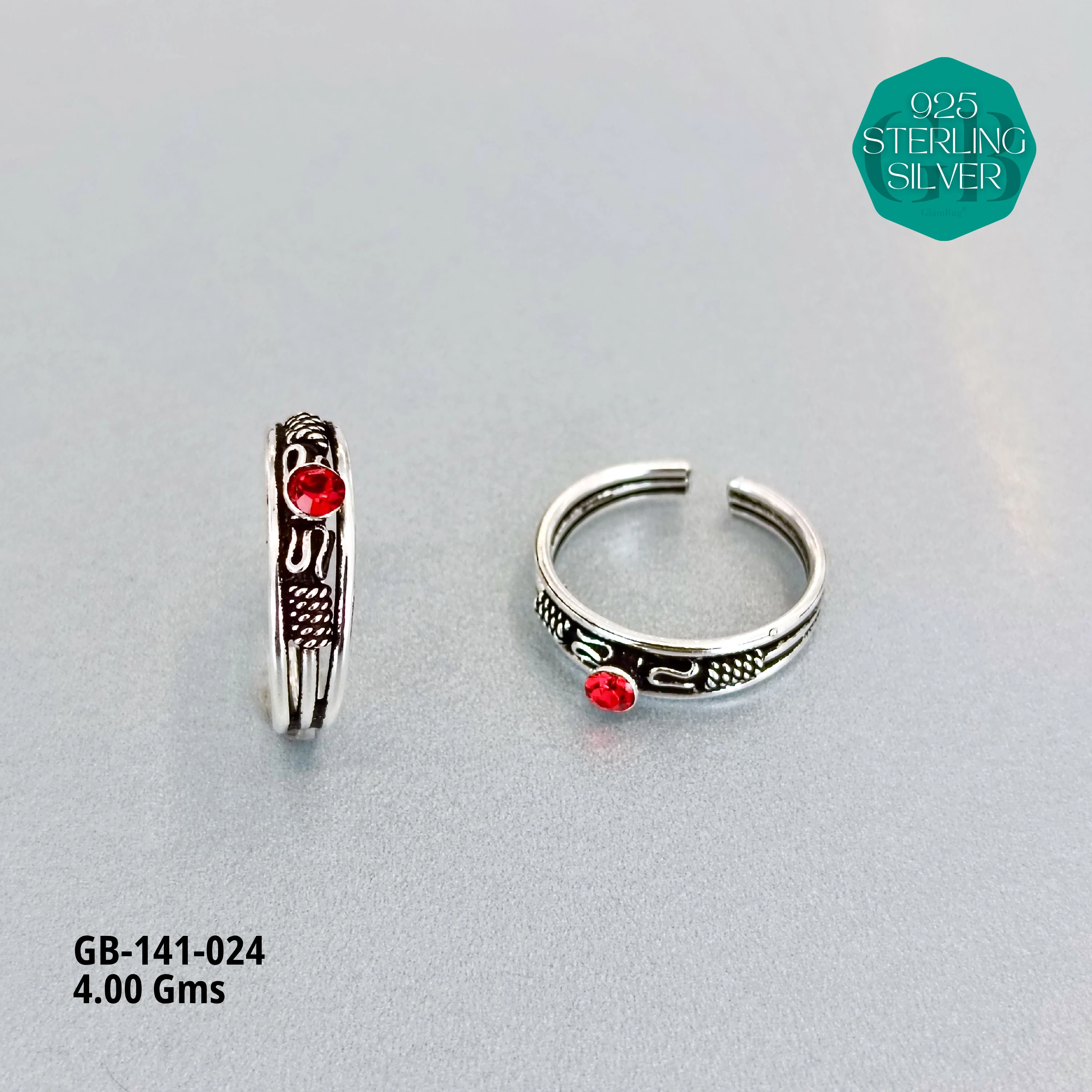 SWAROVSKI STONE TOE RINGS - Premium 925 Silver Jewellery - SKU: GB-141-024 - Hyderabad Silver Importers