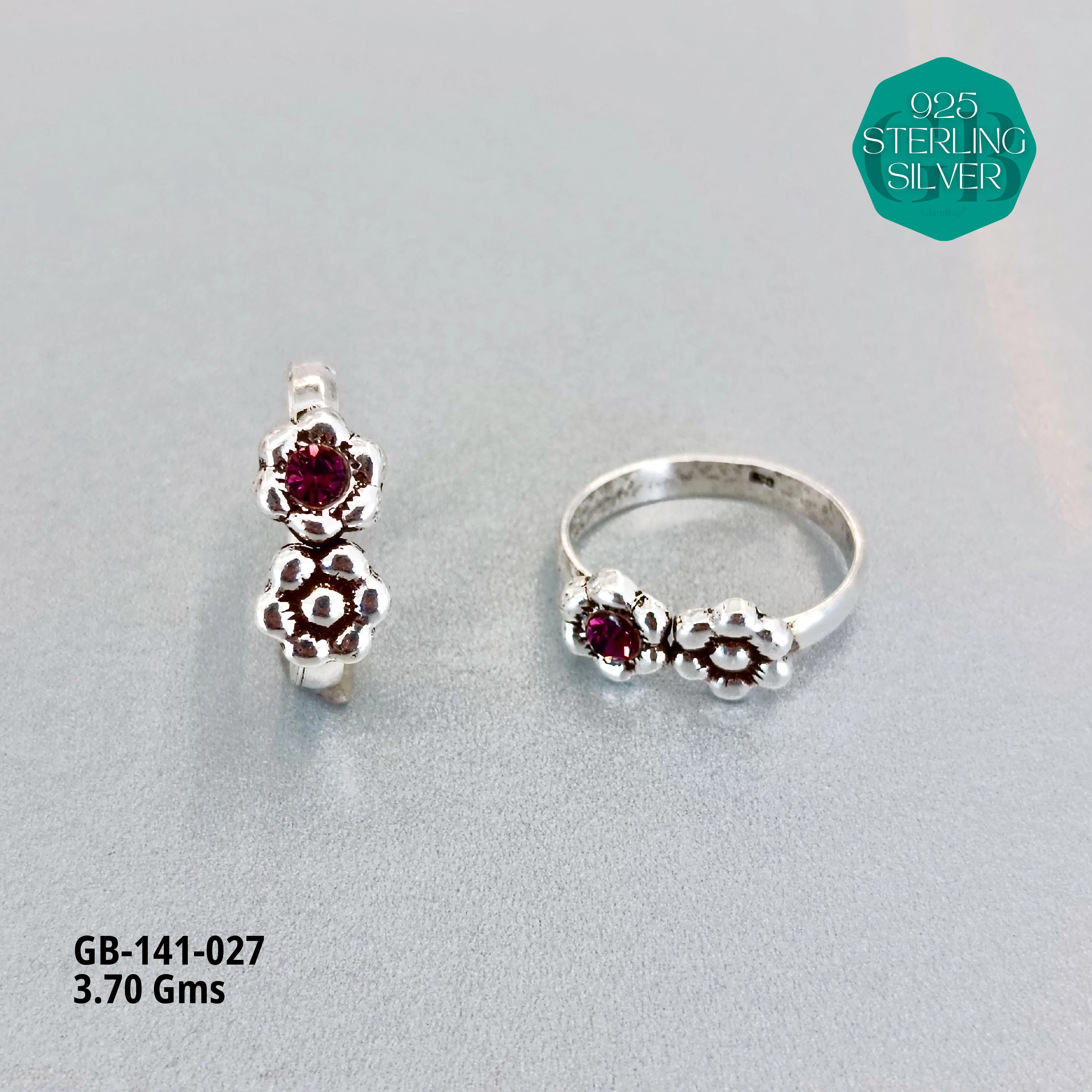 SWAROVSKI STONE TOE RINGS - Premium 925 Silver Jewellery - SKU: GB-141-027 - Hyderabad Silver Importers