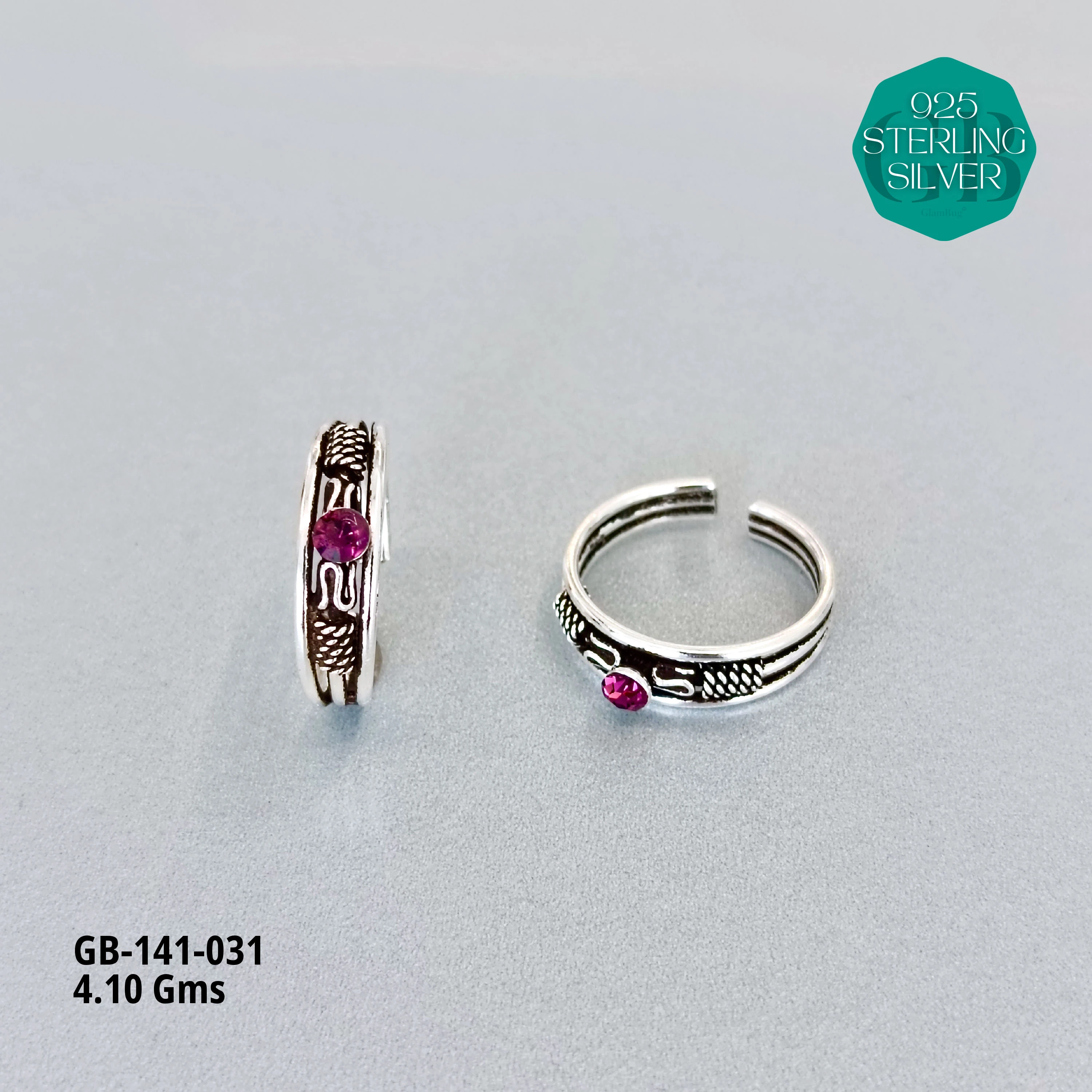 SWAROVSKI STONE TOE RINGS - Premium 925 Silver Jewellery - SKU: GB-141-031 - Hyderabad Silver Importers