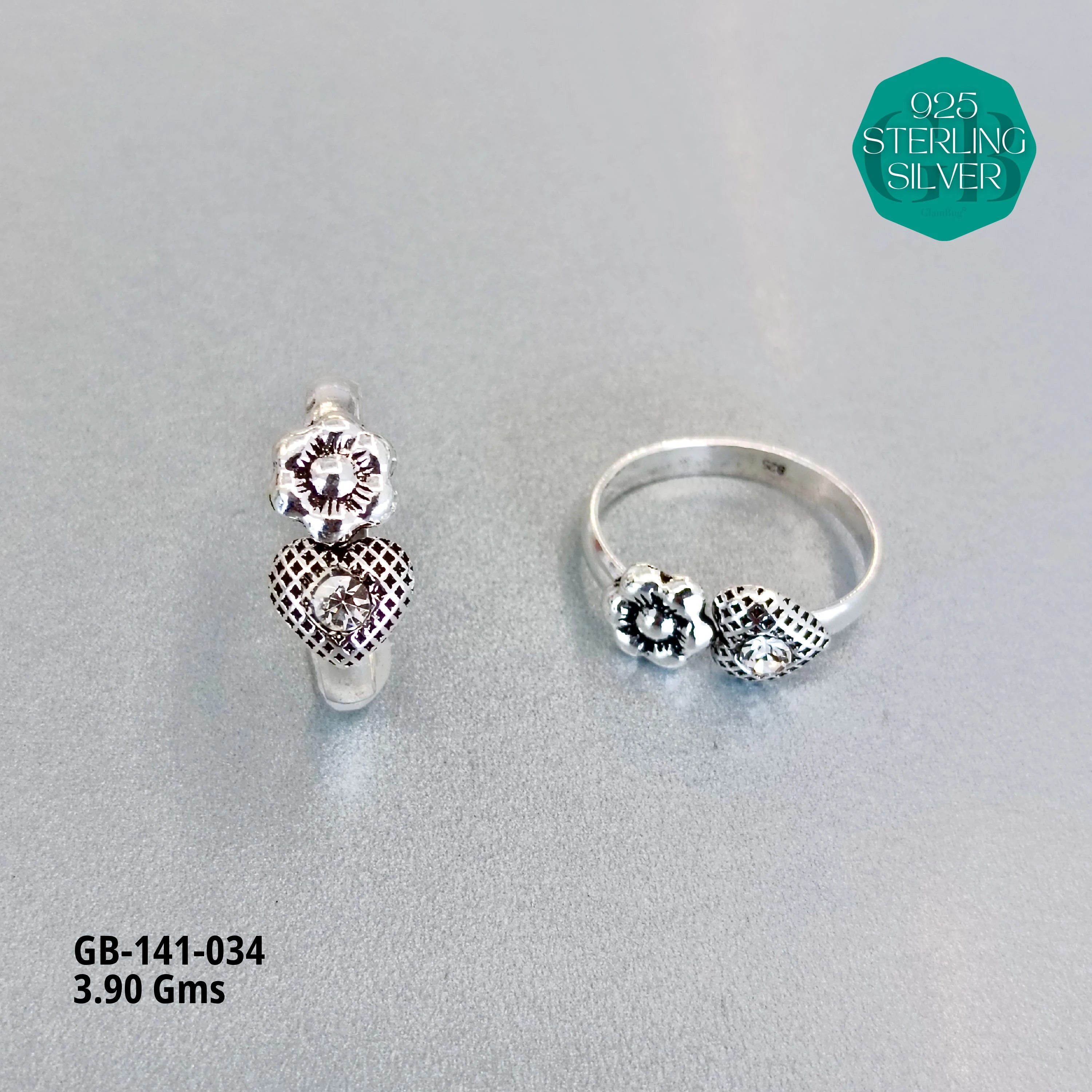 SWAROVSKI STONE TOE RINGS - Premium 925 Silver Jewellery - SKU: GB-141-034 - Hyderabad Silver Importers