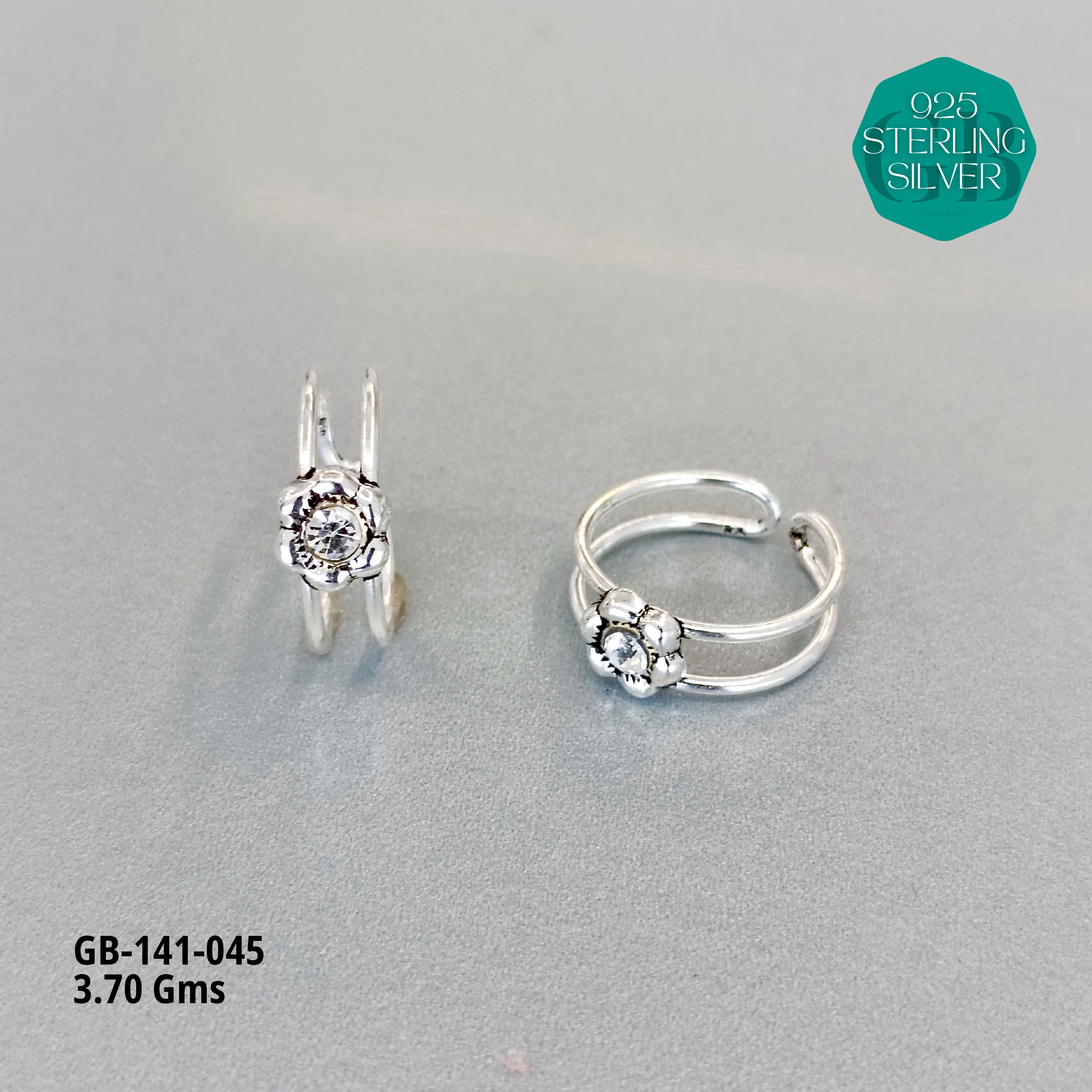 SWAROVSKI STONE TOE RINGS - Premium 925 Silver Jewellery - SKU: GB-141-045 - Hyderabad Silver Importers