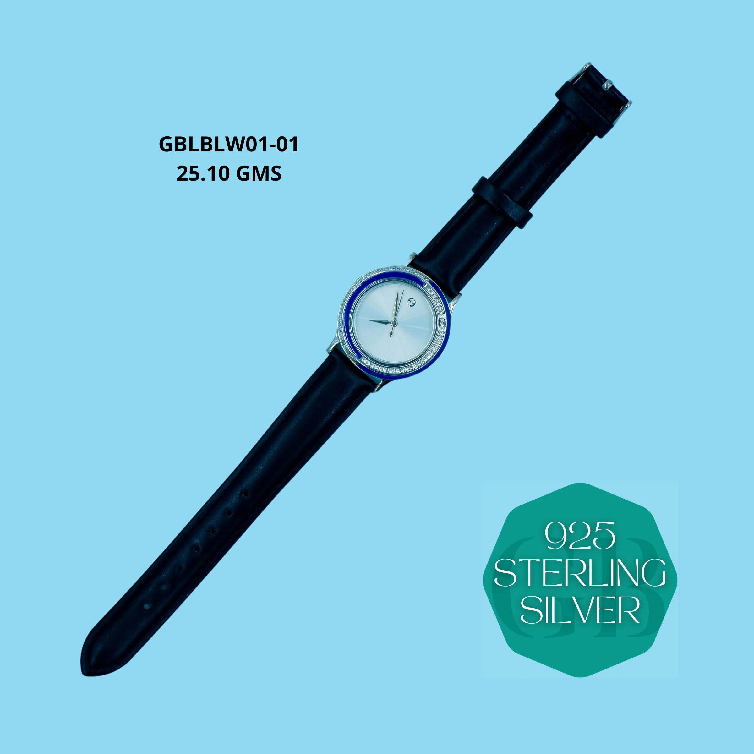 LEATHER BELT WATCHES - Premium 925 Silver Jewellery - SKU: GB-145-001 - Hyderabad Silver Importers