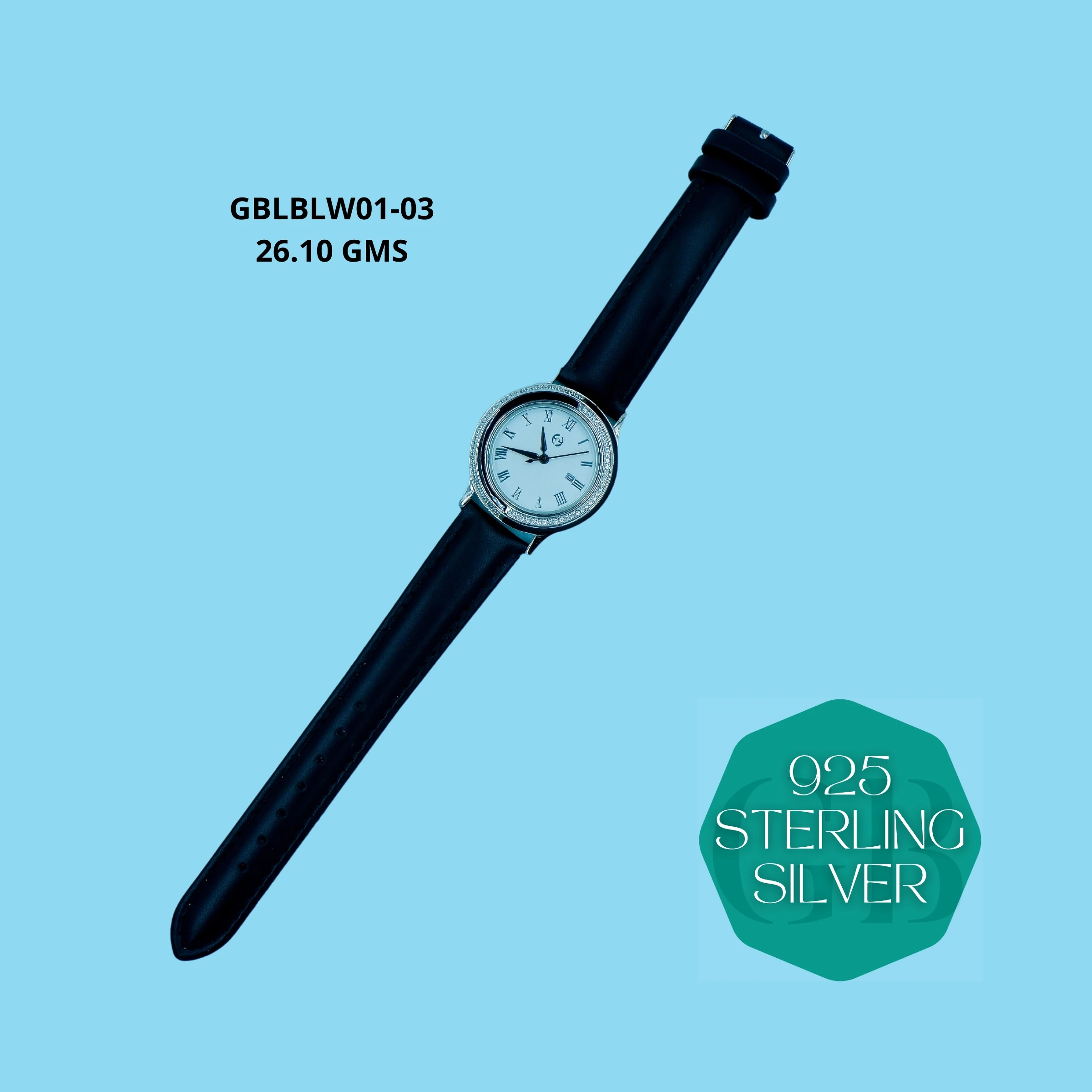 LEATHER BELT WATCHES - Premium 925 Silver Jewellery - SKU: GB-145-002 - Hyderabad Silver Importers