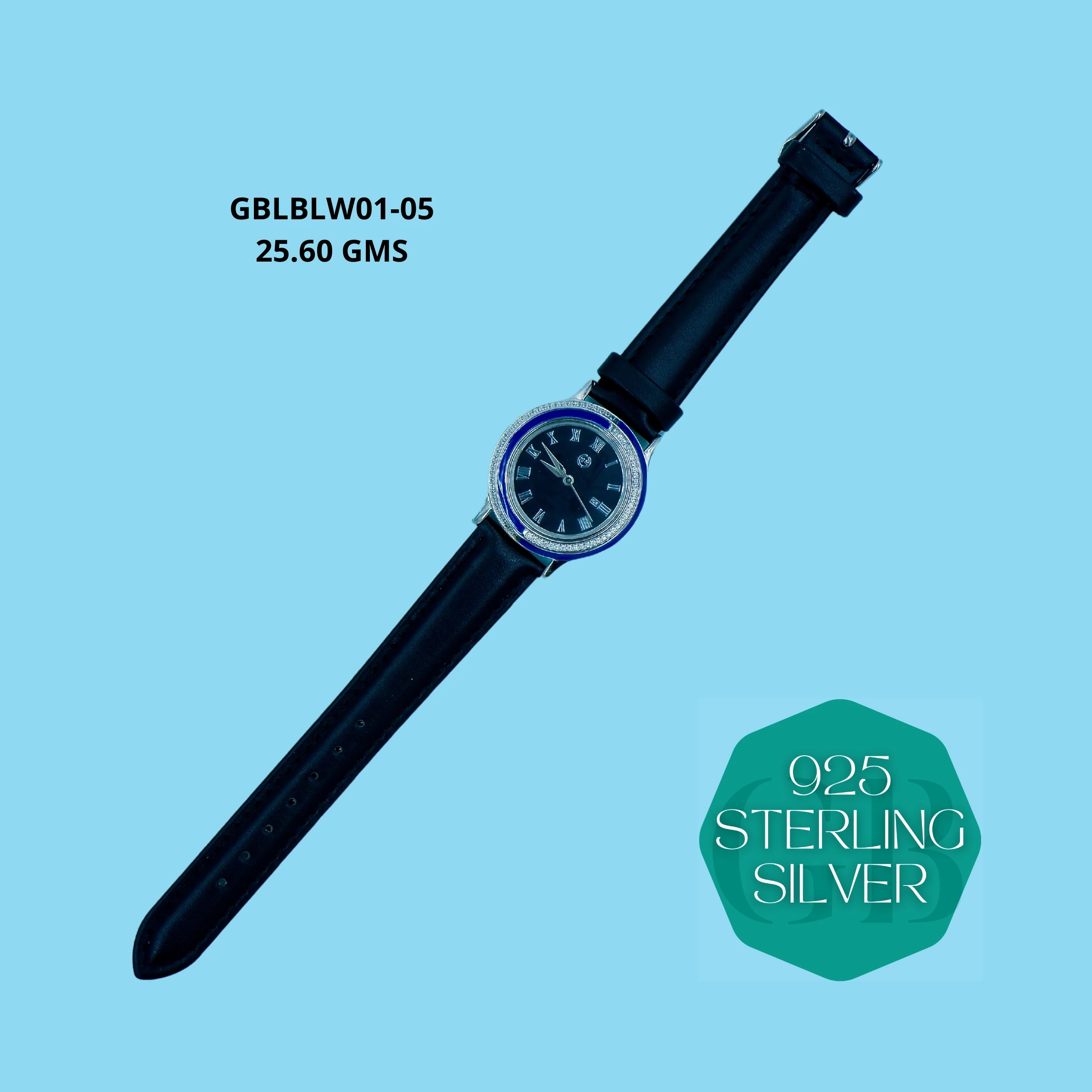 LEATHER BELT WATCHES - Premium 925 Silver Jewellery - SKU: GB-145-003 - Hyderabad Silver Importers