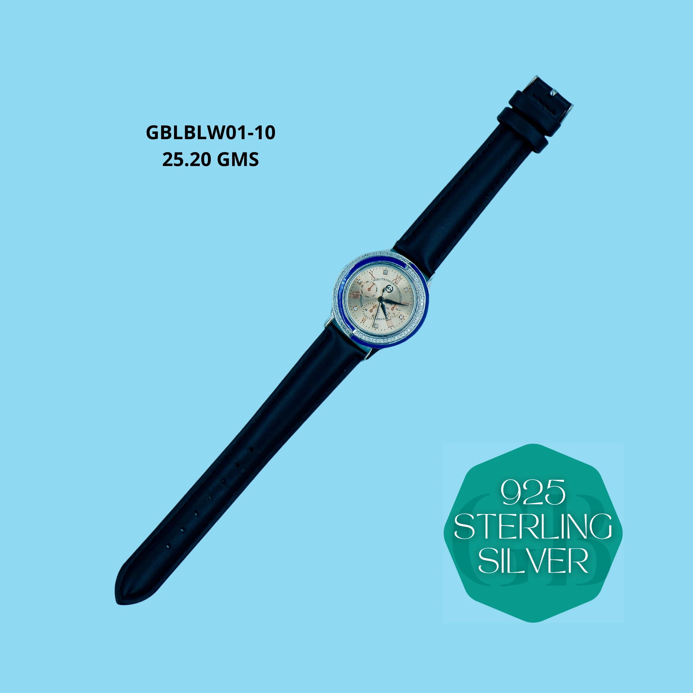 LEATHER BELT WATCHES - Premium 925 Silver Jewellery - SKU: GB-145-006 - Hyderabad Silver Importers