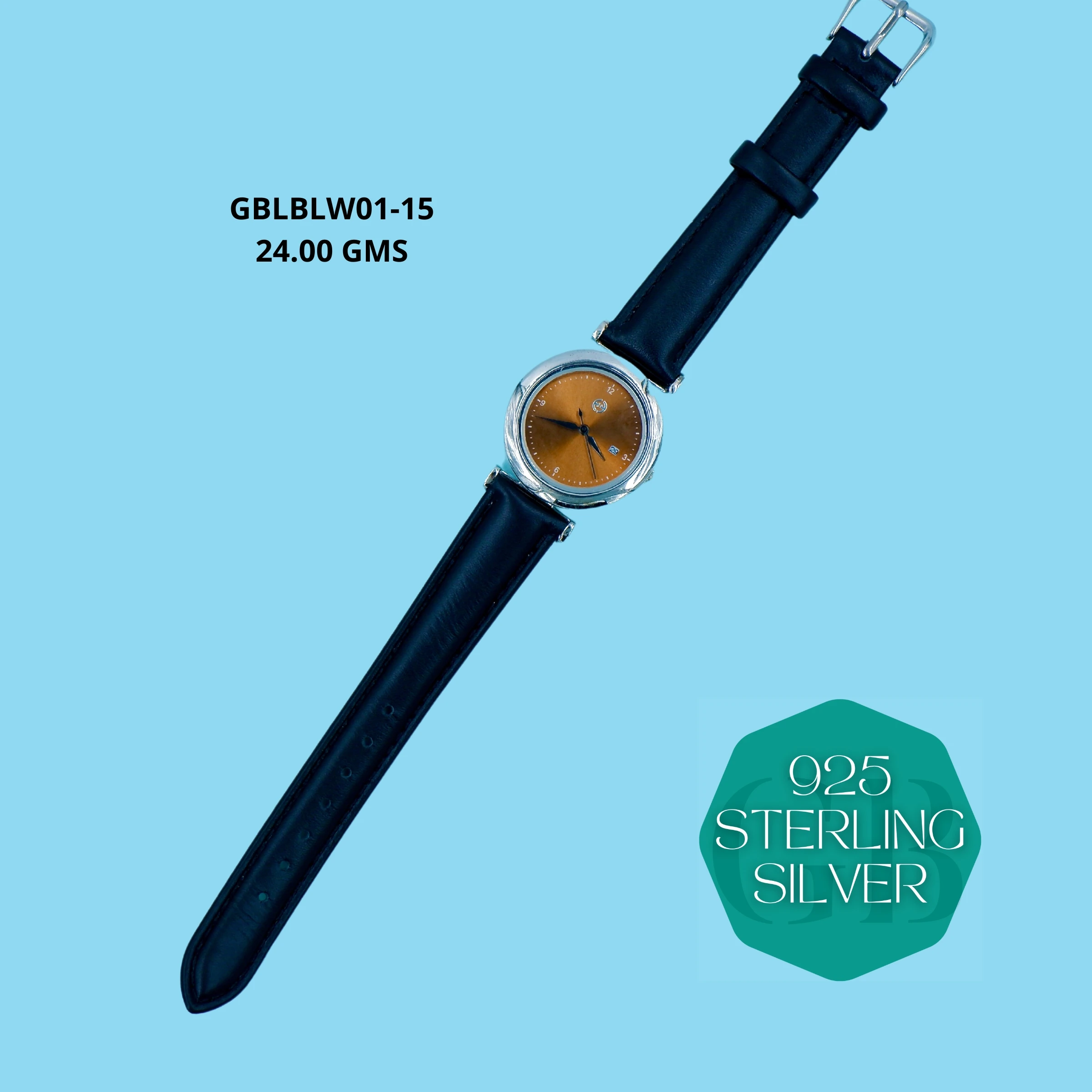 LEATHER BELT WATCHES - Premium 925 Silver Jewellery - SKU: GB-145-010 - Hyderabad Silver Importers