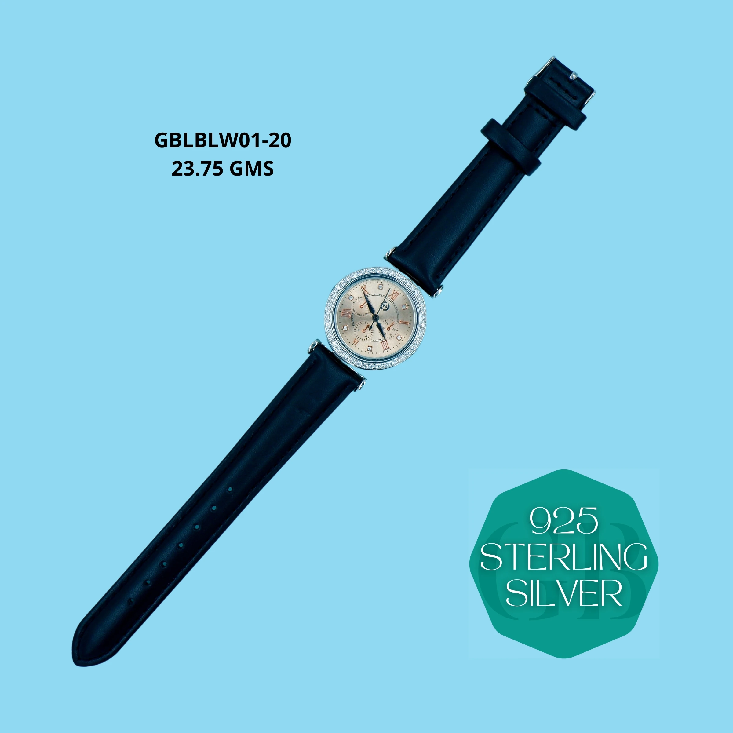 LEATHER BELT WATCHES - Premium 925 Silver Jewellery - SKU: GB-145-012 - Hyderabad Silver Importers