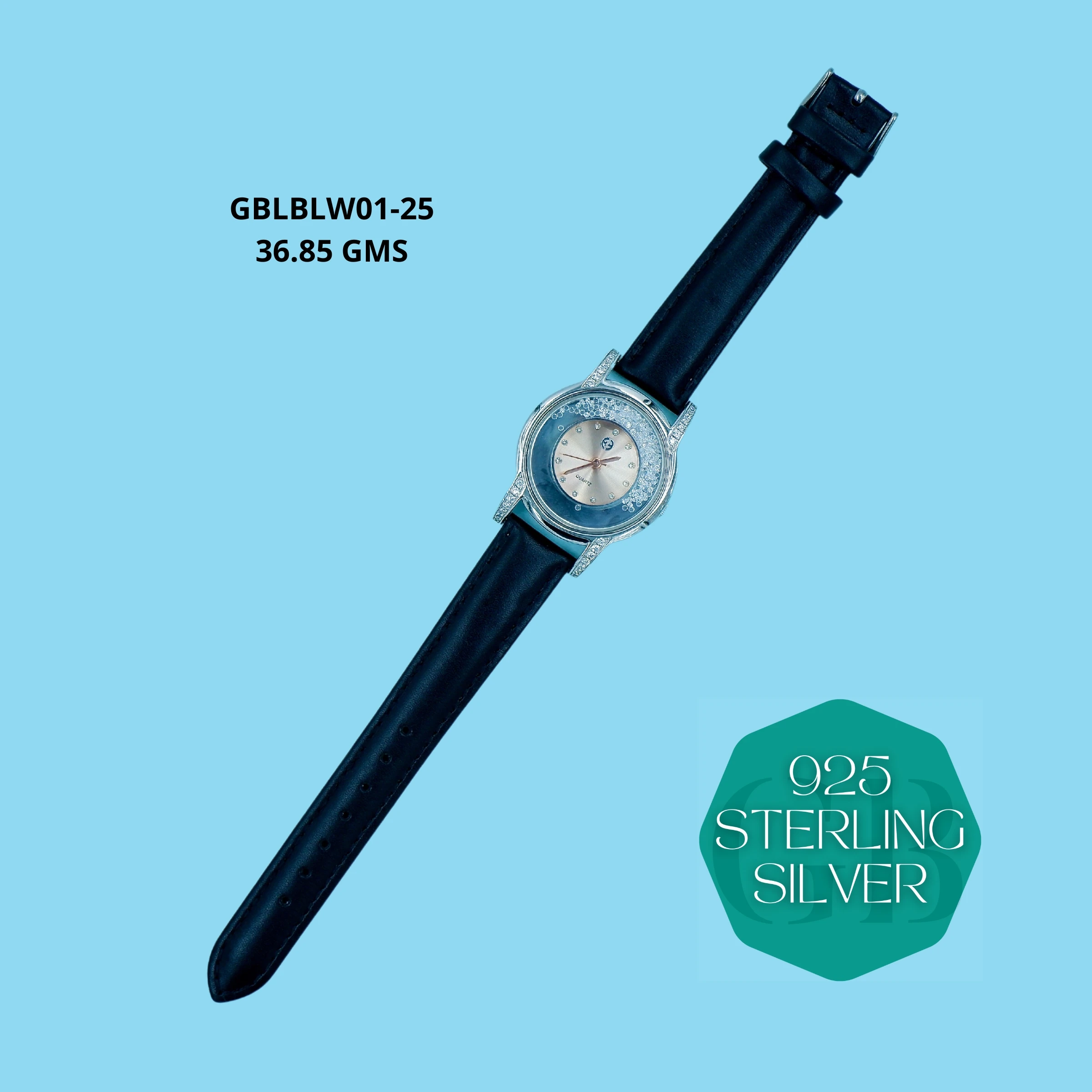 LEATHER BELT WATCHES - Premium 925 Silver Jewellery - SKU: GB-145-015 - Hyderabad Silver Importers