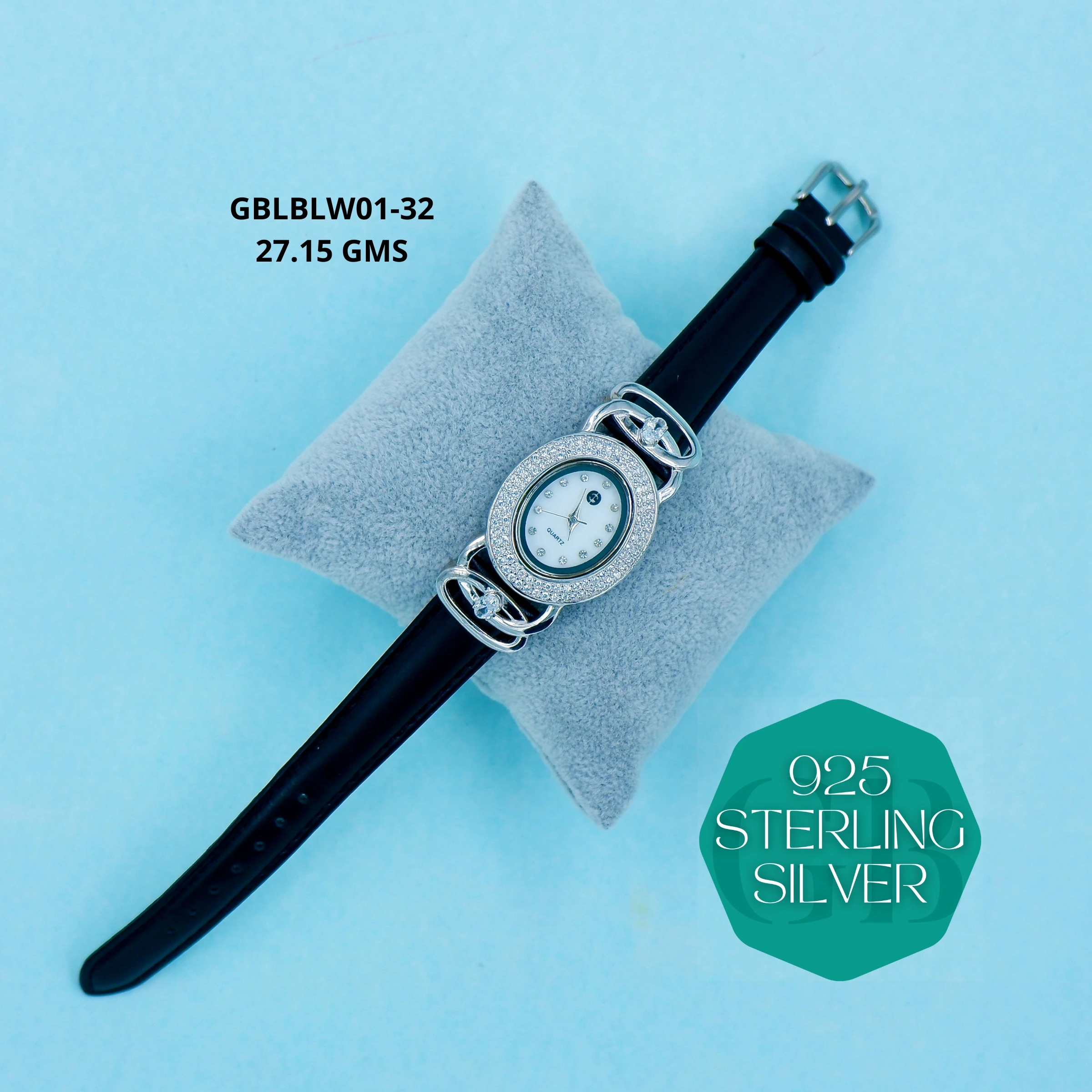 LEATHER BELT WATCHES - Premium 925 Silver Jewellery - SKU: GB-145-018 - Hyderabad Silver Importers