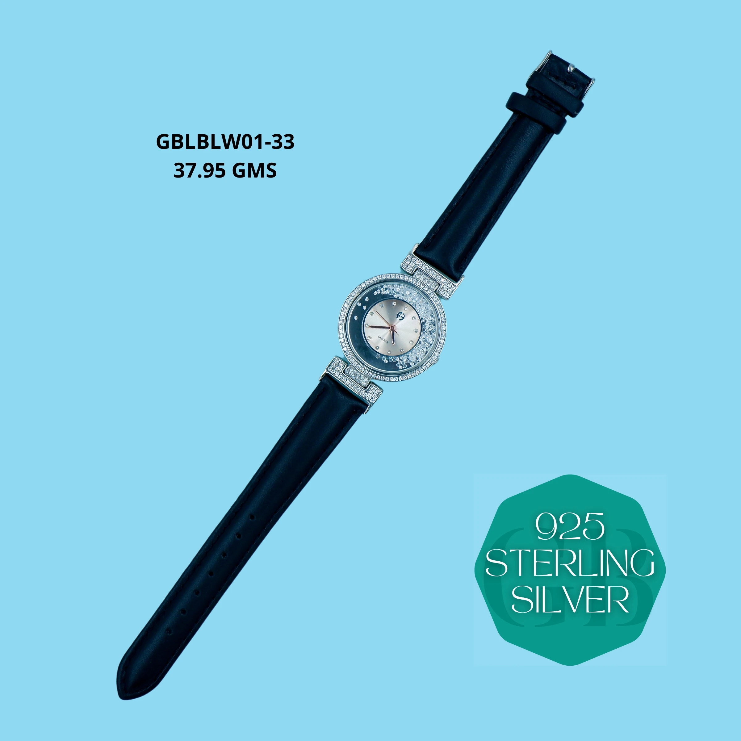 LEATHER BELT WATCHES - Premium 925 Silver Jewellery - SKU: GB-145-019 - Hyderabad Silver Importers
