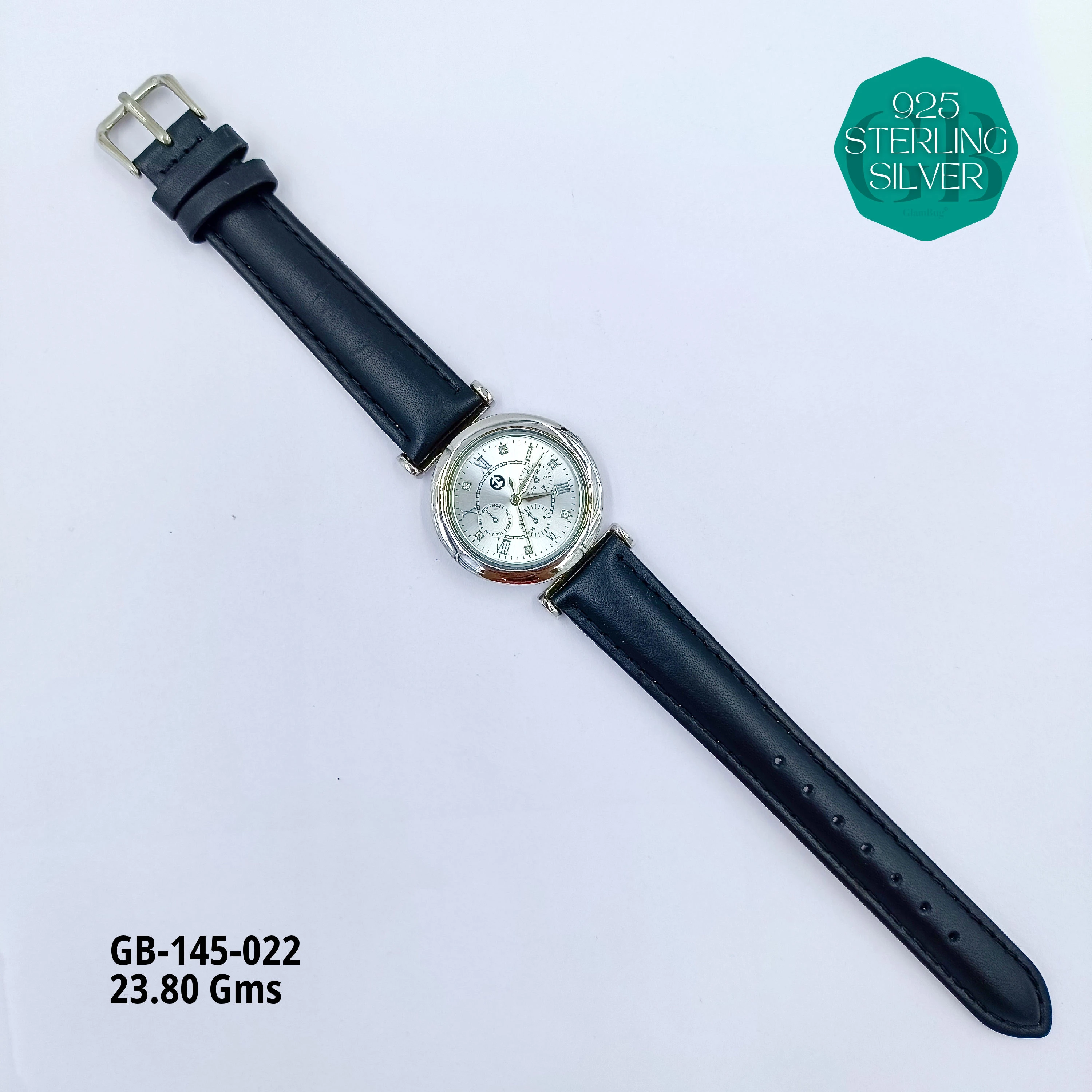 LEATHER BELT WATCHES - Premium 925 Silver Jewellery - SKU: GB-145-022 - Hyderabad Silver Importers