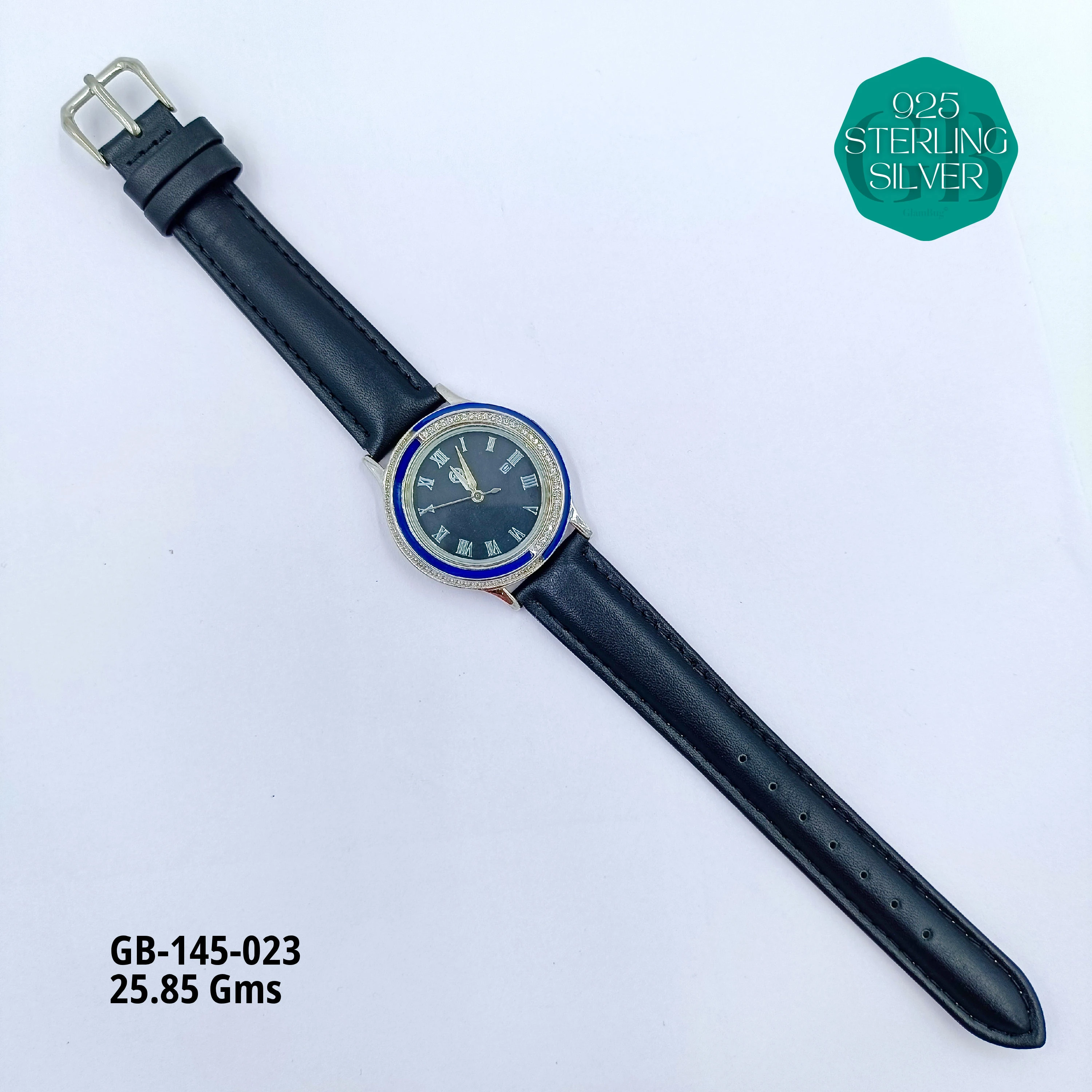 LEATHER BELT WATCHES - Premium 925 Silver Jewellery - SKU: GB-145-023 - Hyderabad Silver Importers