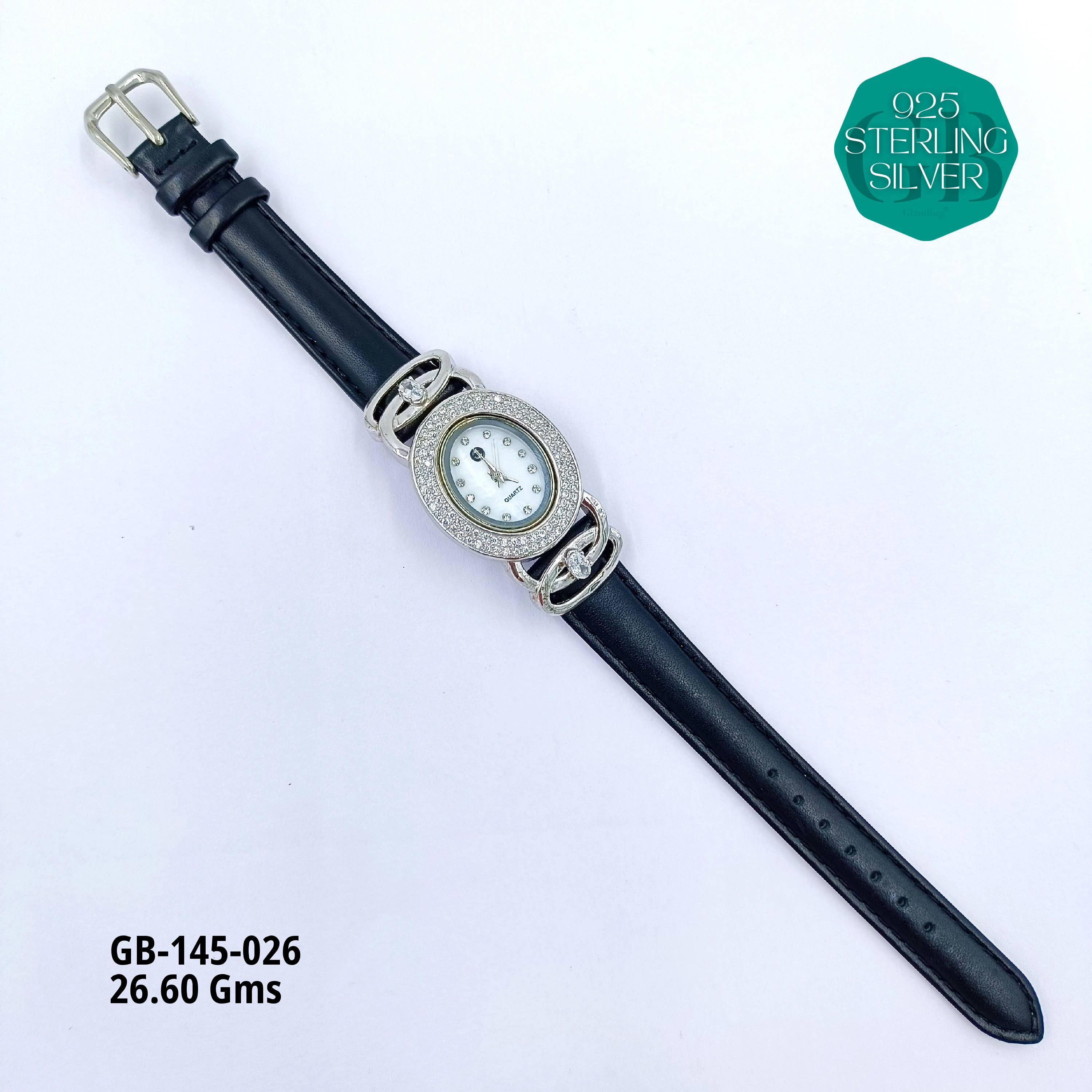 LEATHER BELT WATCHES - Premium 925 Silver Jewellery - SKU: GB-145-026 - Hyderabad Silver Importers