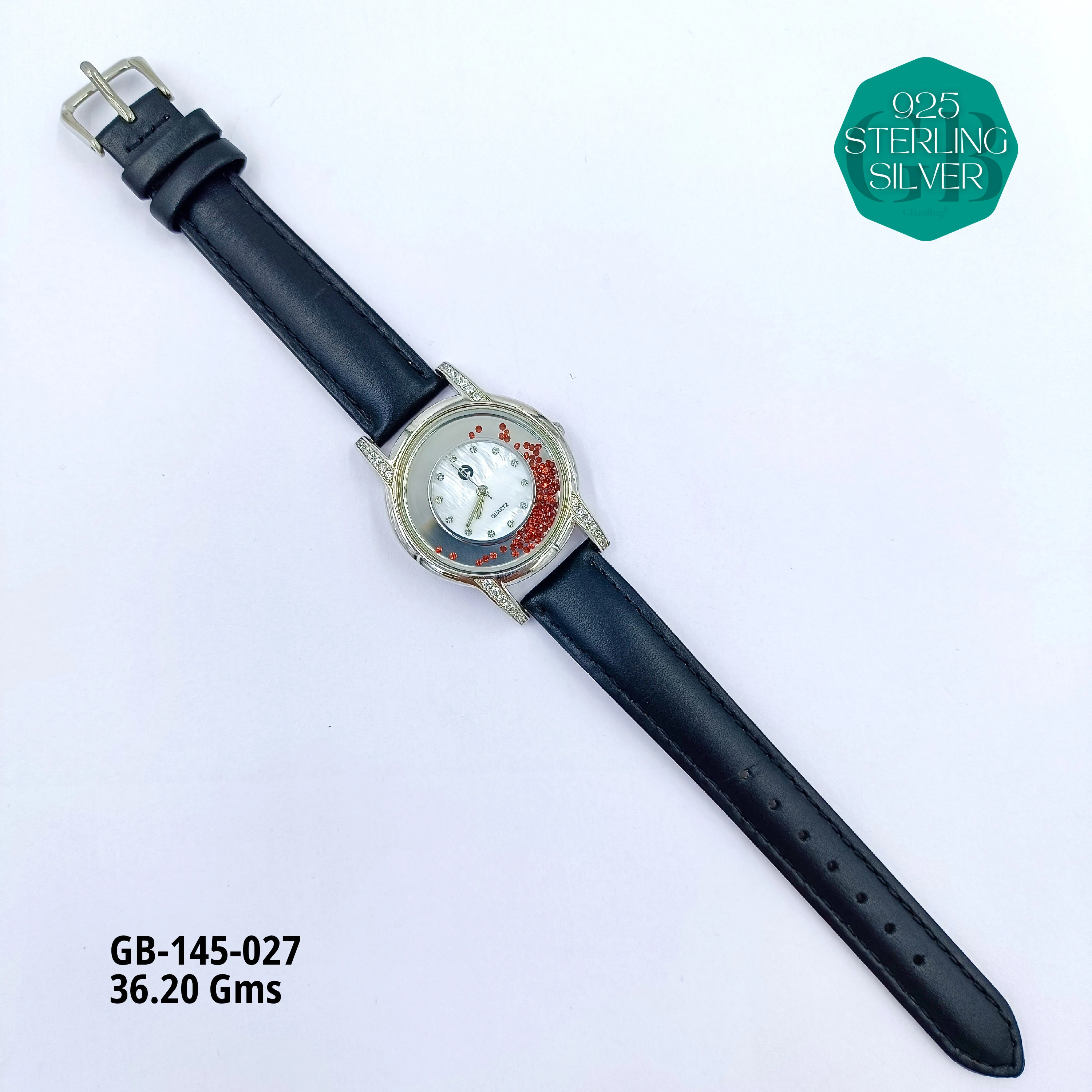 LEATHER BELT WATCHES - Premium 925 Silver Jewellery - SKU: GB-145-027 - Hyderabad Silver Importers