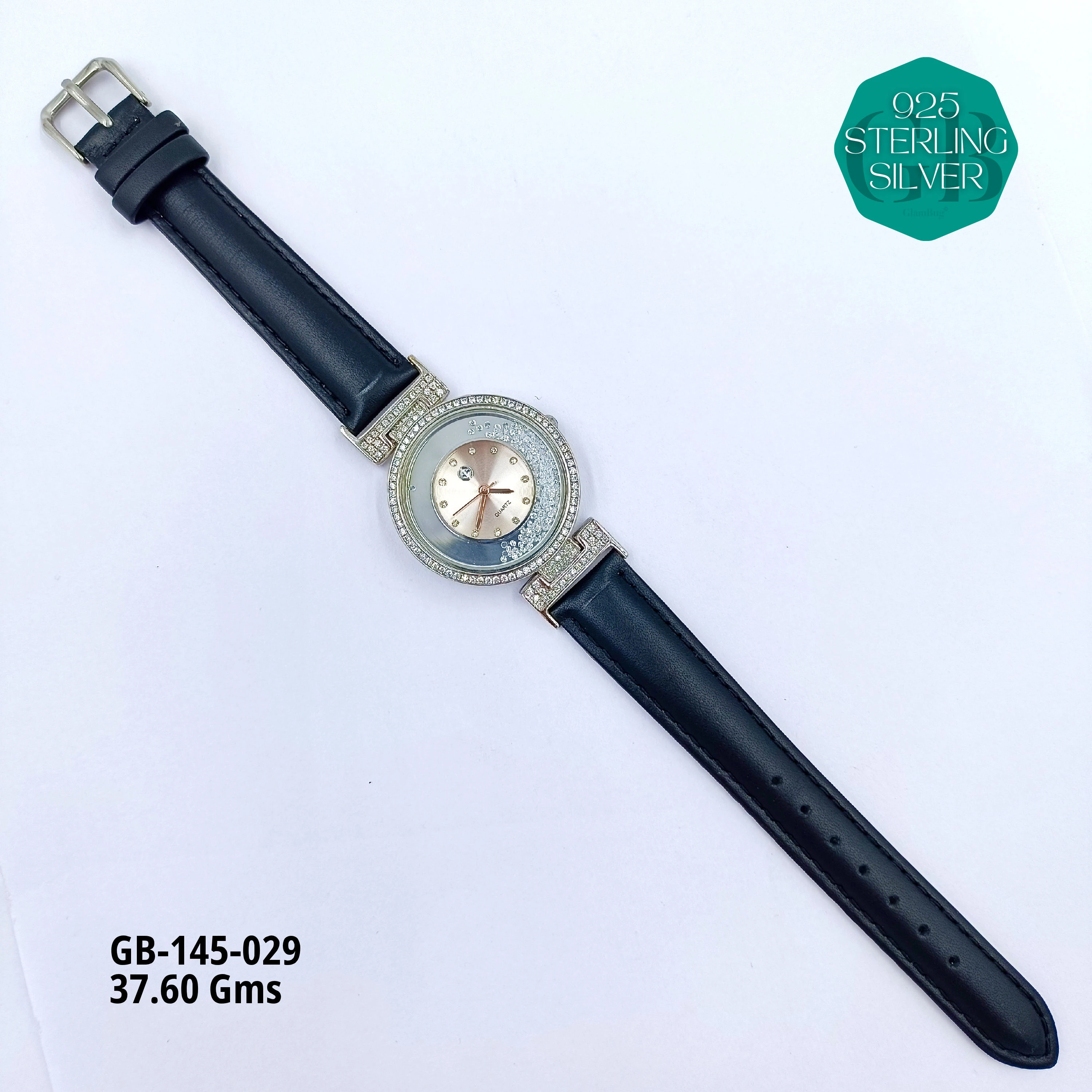 LEATHER BELT WATCHES - Premium 925 Silver Jewellery - SKU: GB-145-029 - Hyderabad Silver Importers