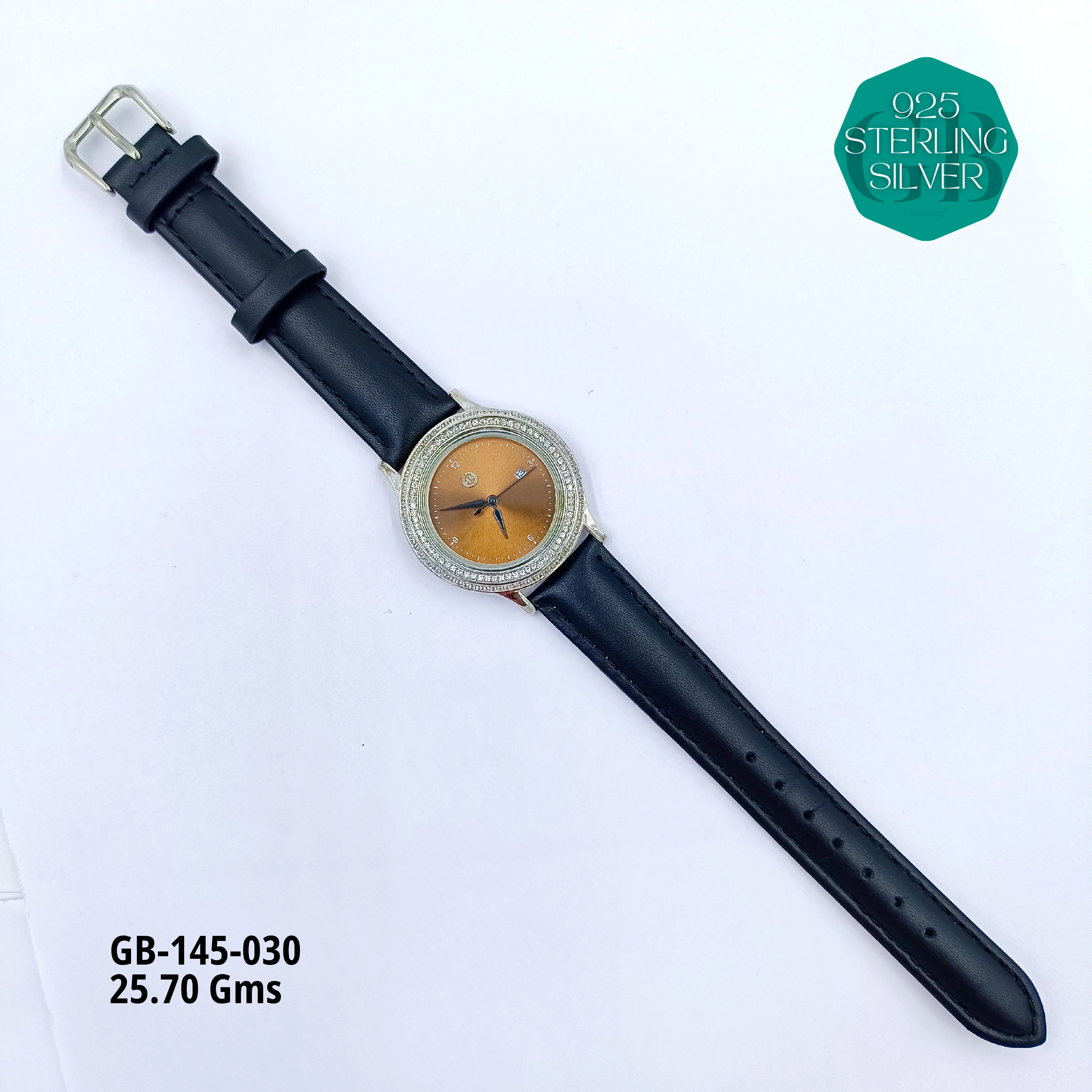 LEATHER BELT WATCHES - Premium 925 Silver Jewellery - SKU: GB-145-030 - Hyderabad Silver Importers