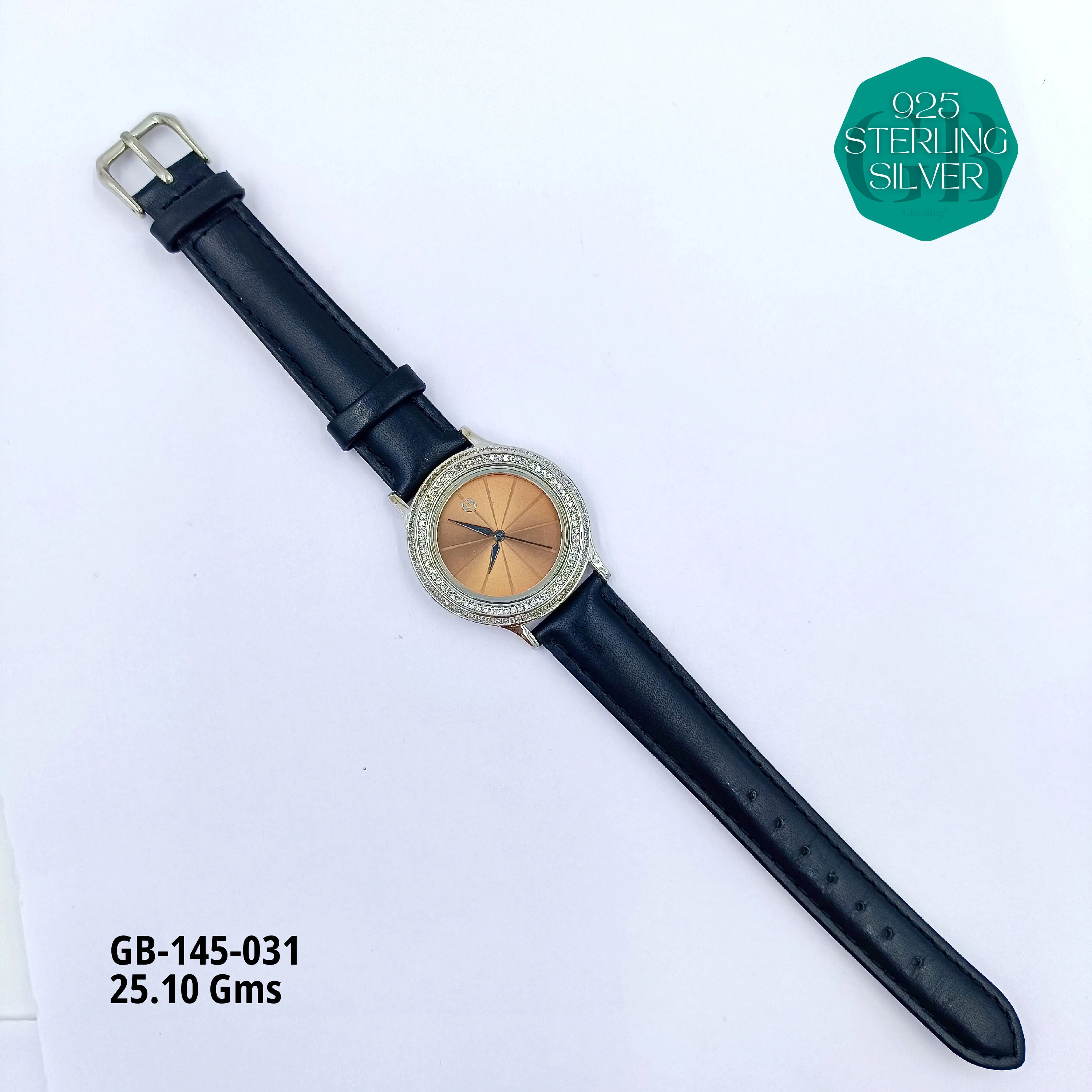 LEATHER BELT WATCHES - Premium 925 Silver Jewellery - SKU: GB-145-031 - Hyderabad Silver Importers