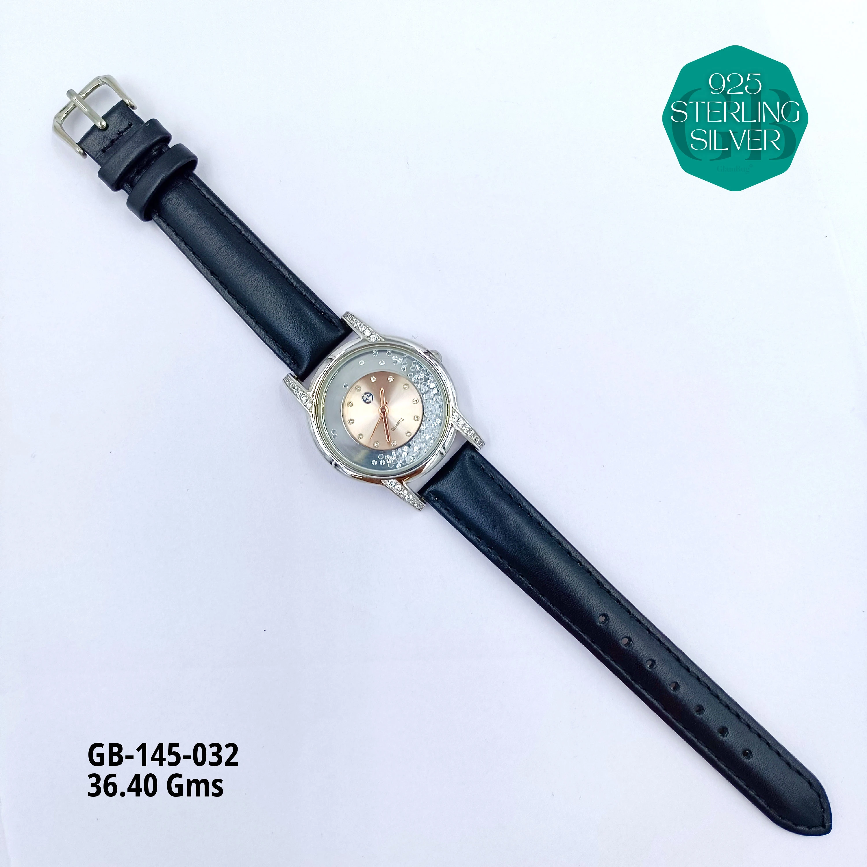 LEATHER BELT WATCHES - Premium 925 Silver Jewellery - SKU: GB-145-032 - Hyderabad Silver Importers