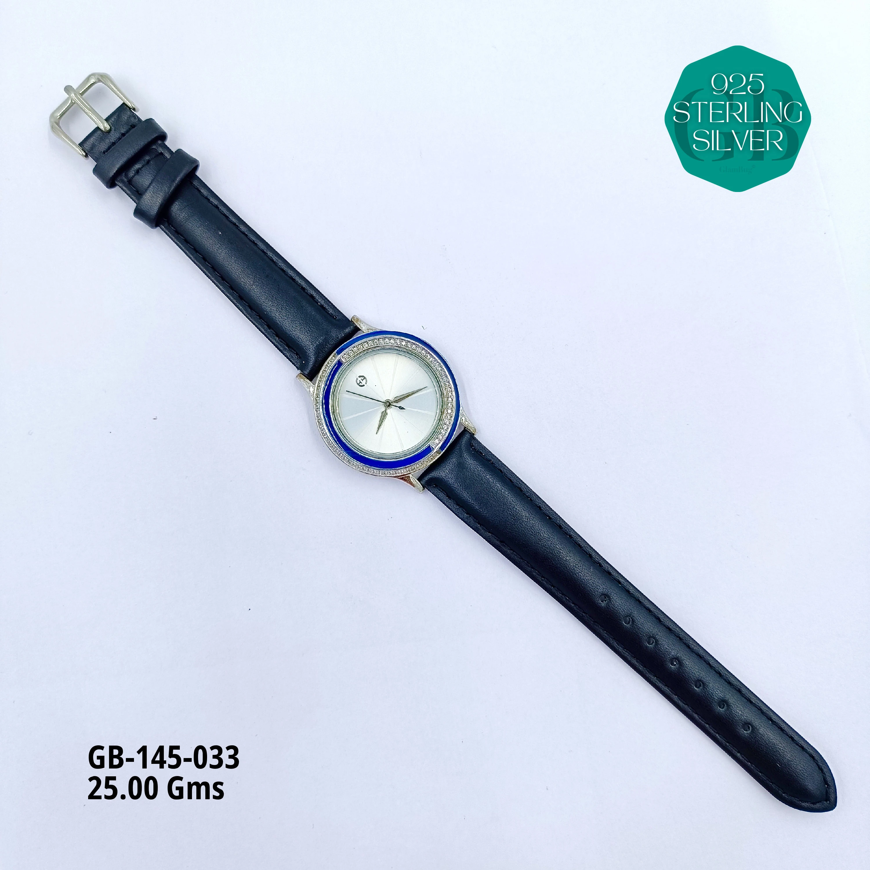 LEATHER BELT WATCHES - Premium 925 Silver Jewellery - SKU: GB-145-033 - Hyderabad Silver Importers