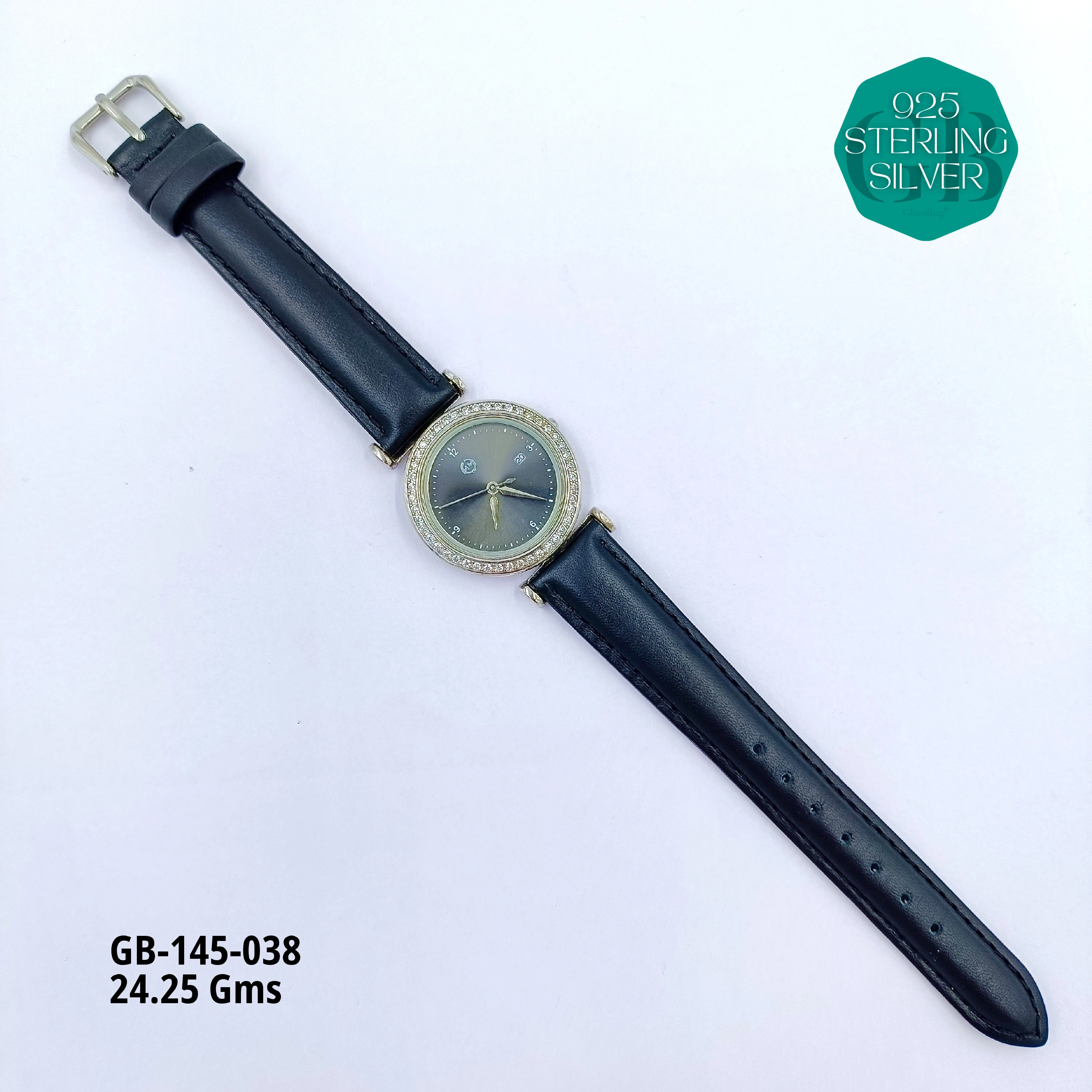 LEATHER BELT WATCHES - Premium 925 Silver Jewellery - SKU: GB-145-038 - Hyderabad Silver Importers